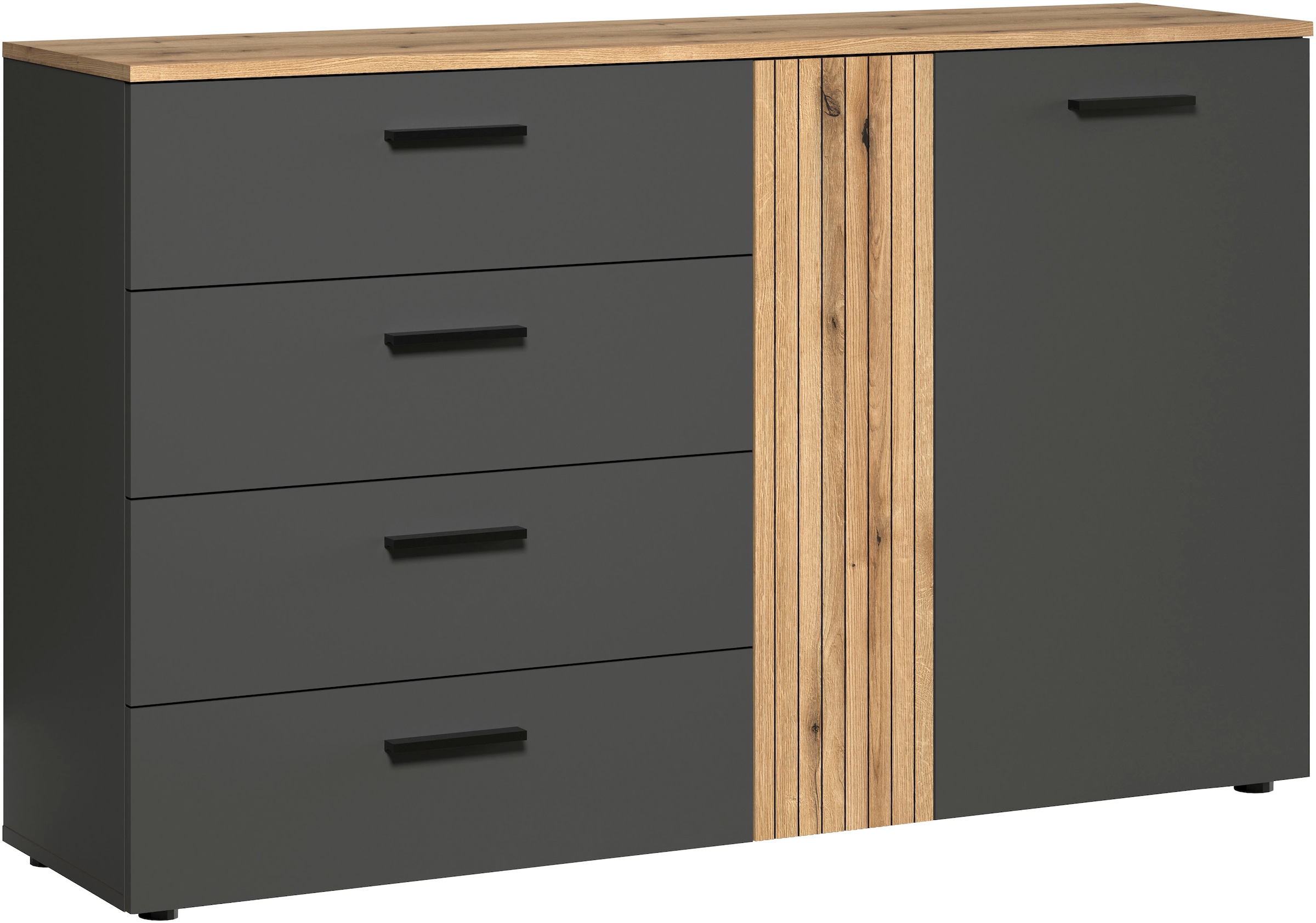 Home affaire Kommode »Estepona« 1 Stk. tlg. Sideboard mit voll ausziehbaren Schubladen - (B/T/H) 139/38/86 cm