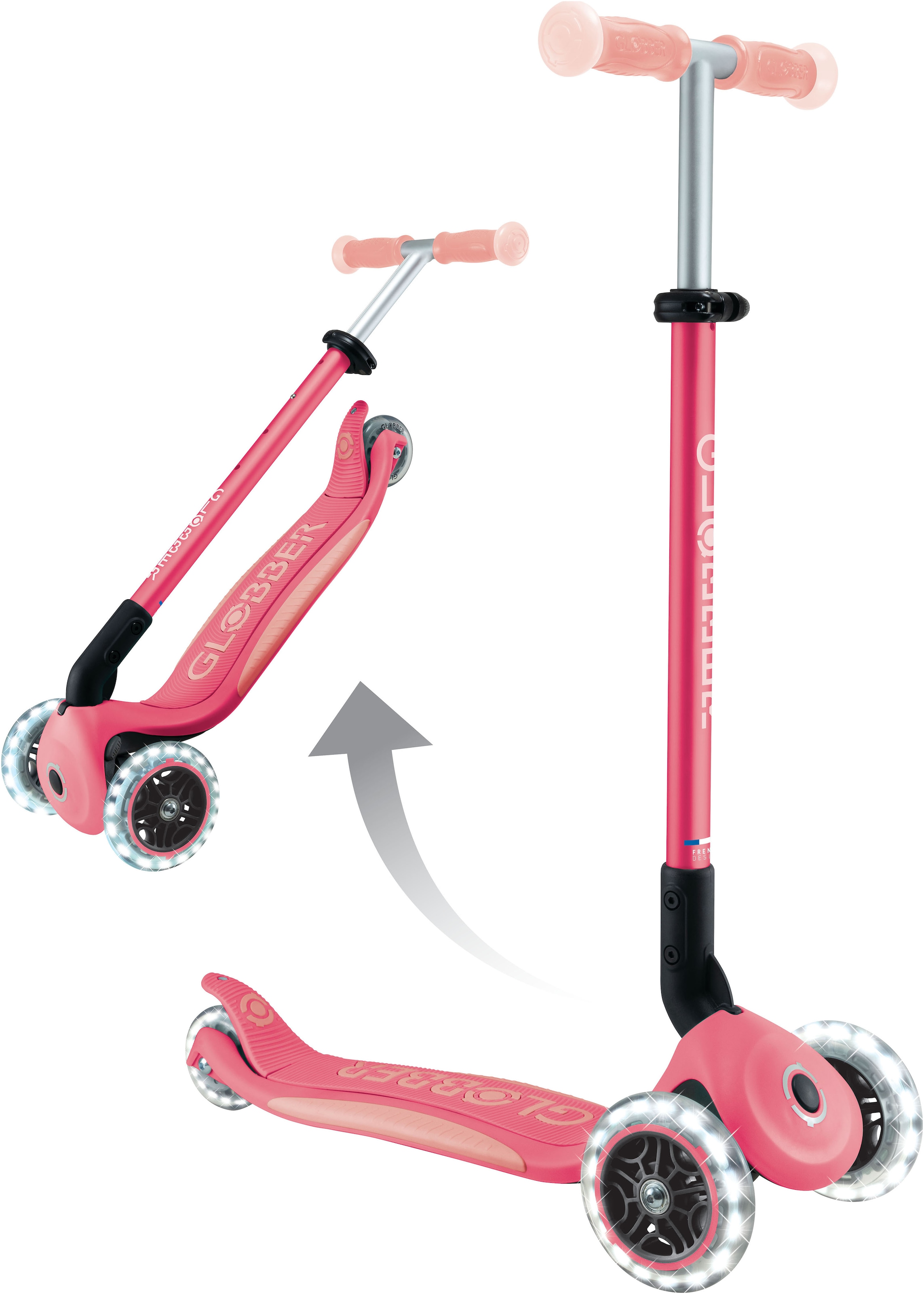 Globber Tretroller »ELITE GLOW LIGHTS, mit Leuchtrollen und Glow-Effekt«