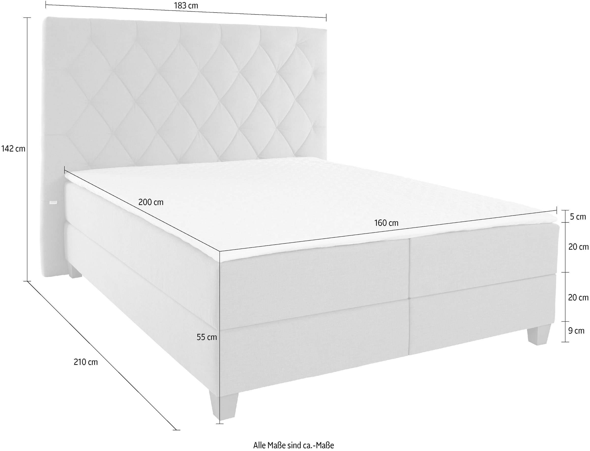 Guido Maria Kretschmer Home&Living Boxspringbett »Harmones hoch«, in 3 Breiten, Härtegrad auch im Mix mit je 1 Matratze in H2 und H3