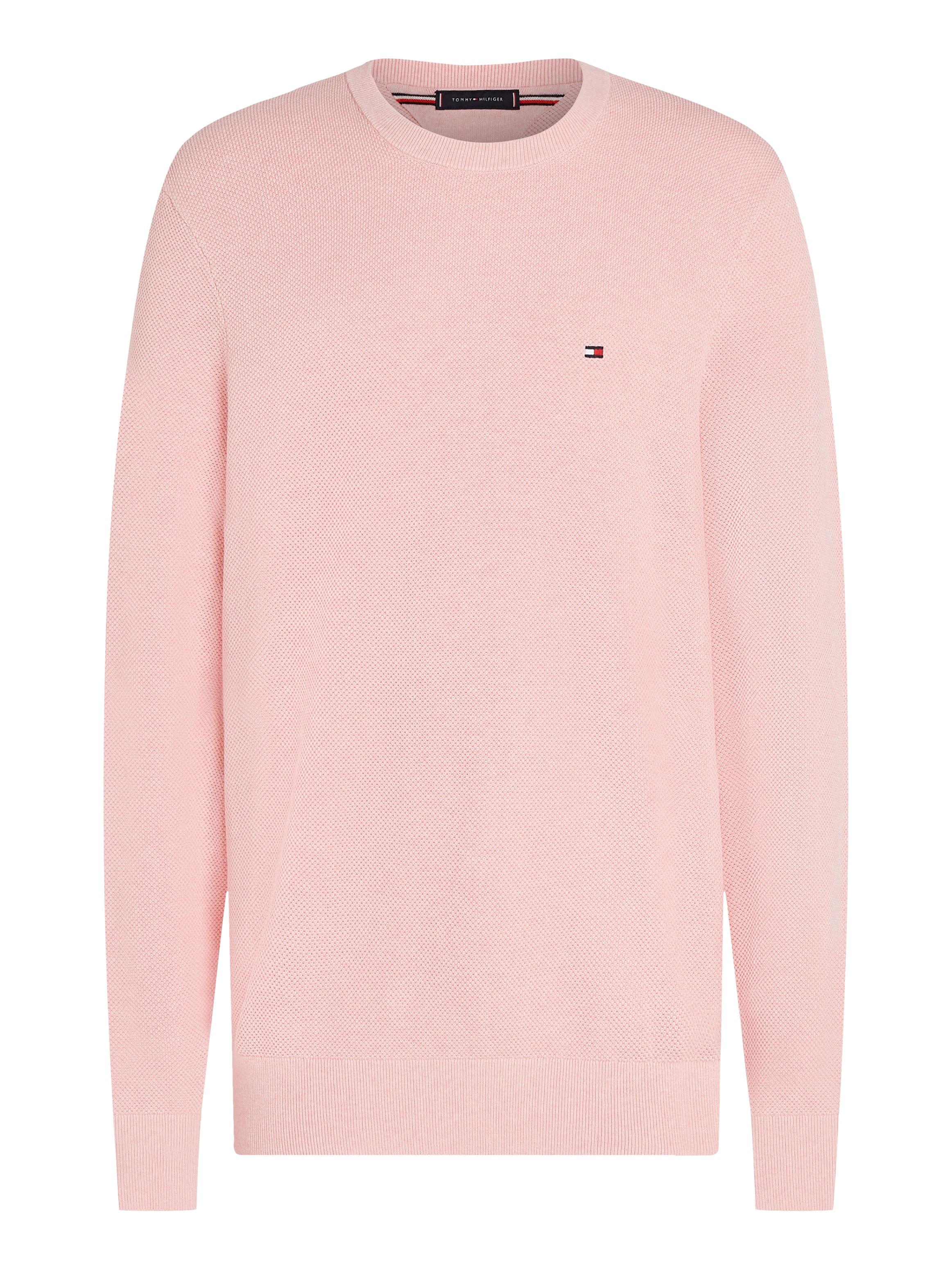 Tommy Hilfiger Rundhalspullover »ESSENTIAL STRUCTURE CREW NECK mit Struktur und Label«, unifarben, casual, regular fit, Baumwolle, Rundhals