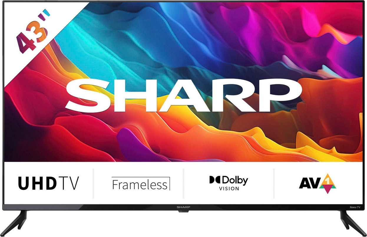 Sharp LED-Fernseher »4T-C43FJx«, 108 cm/43 Zoll, 4K Ultra HD, Smart-TV, Roku TV nur in Deutschland verfügbar, Rahmenlos, HDR10, Dolby Digital