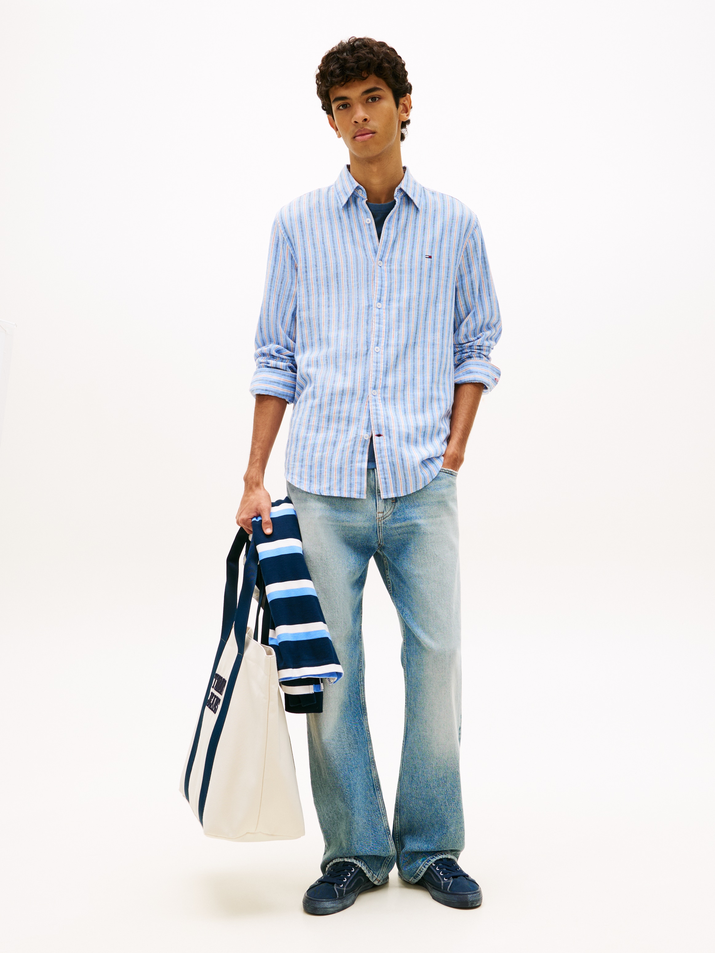 Tommy Jeans Langarmhemd »REGULAR LINEN MIX STRIPES« Regular fit mit Streifenmuster