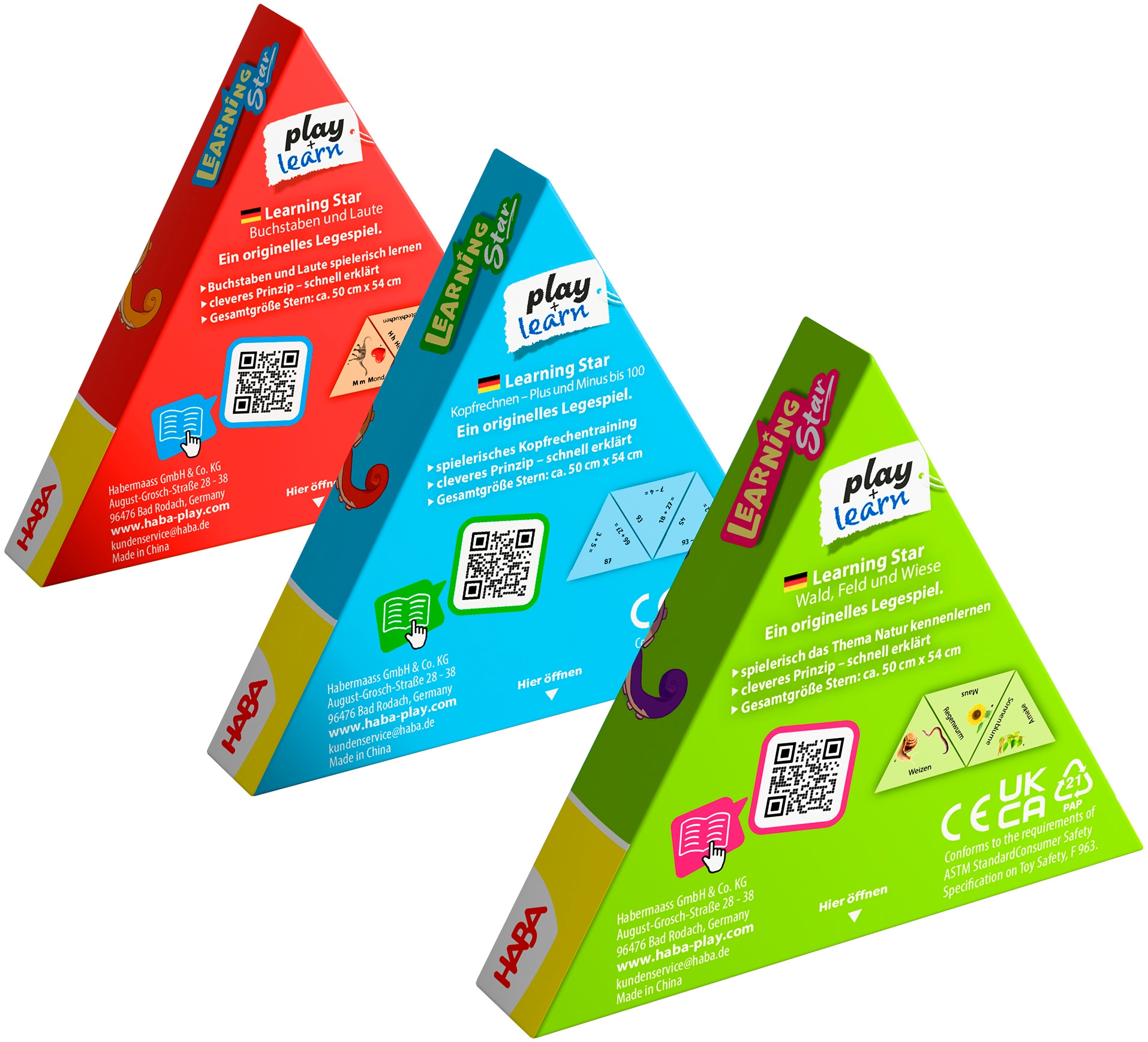Haba Spiel »Learning Star, 3erSet, Wort/Bild, Rechnen und Natur«