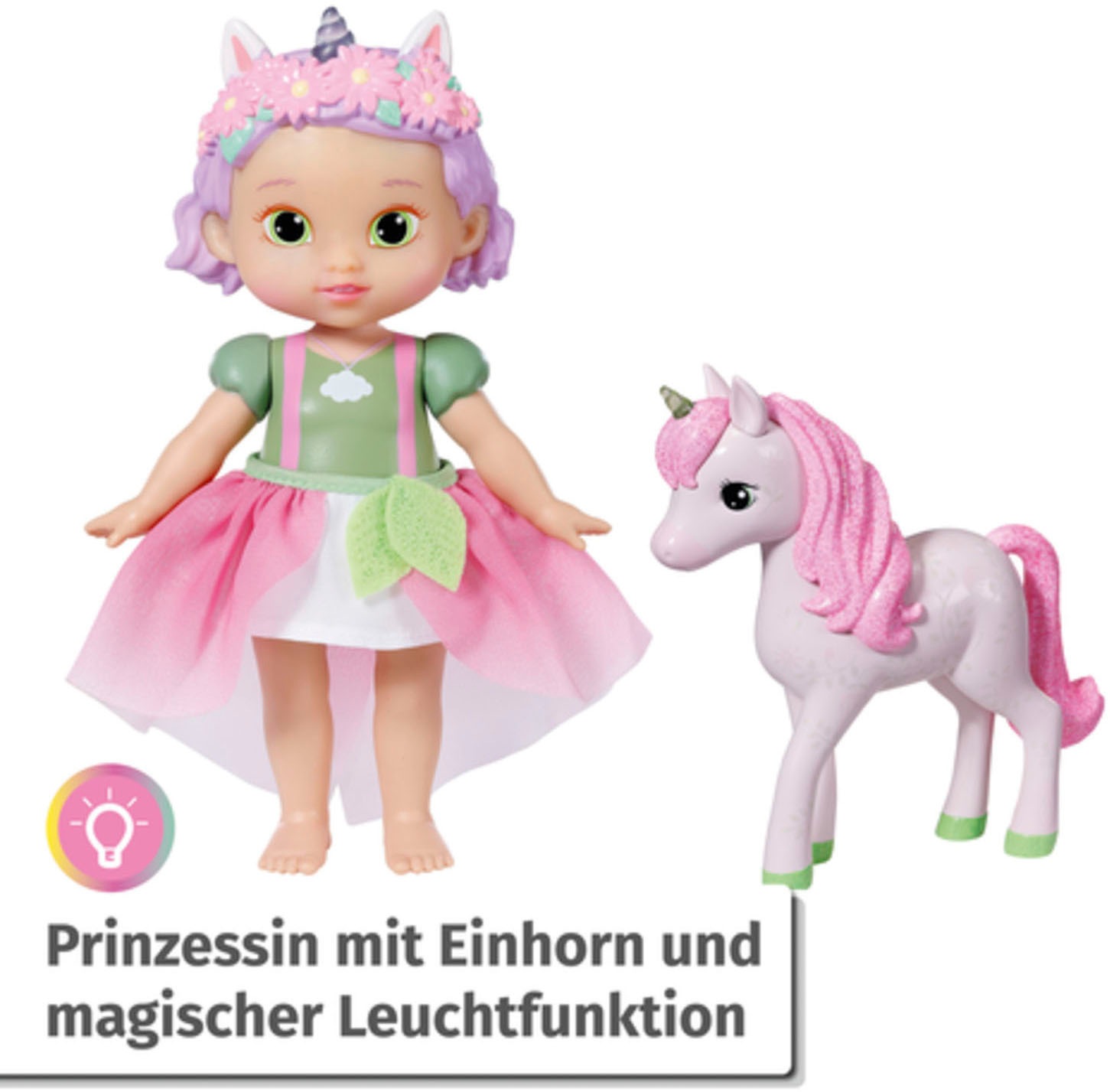Baby Born Stehpuppe »Storybook Prinzessin Ivy, 18 cm«, mit Einhorn und Lichteffekten