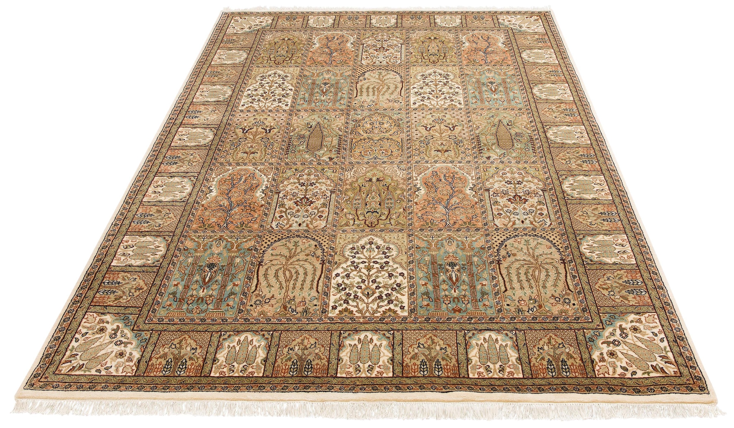 my home Orientteppich »Suren«, rechteckig, 10 mm Höhe, Orient Design, handgeknüpft, 80% Wolle, 20% Seide, mit Fransen