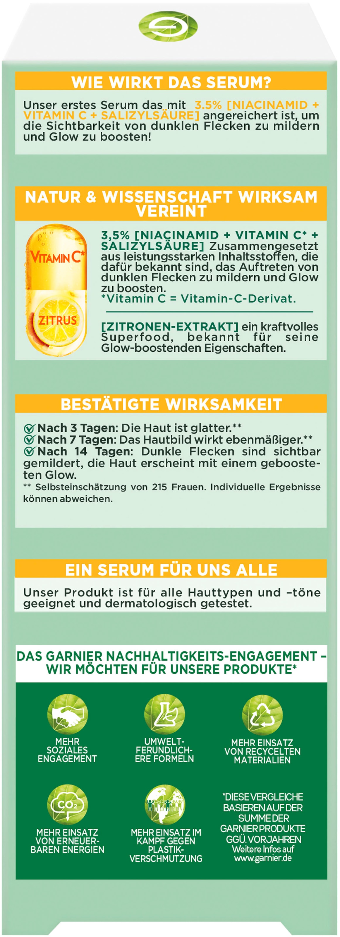 GARNIER Gesichtsserum »SkinActive Glow Booster Serum«, mit hoher Wirksamkeit