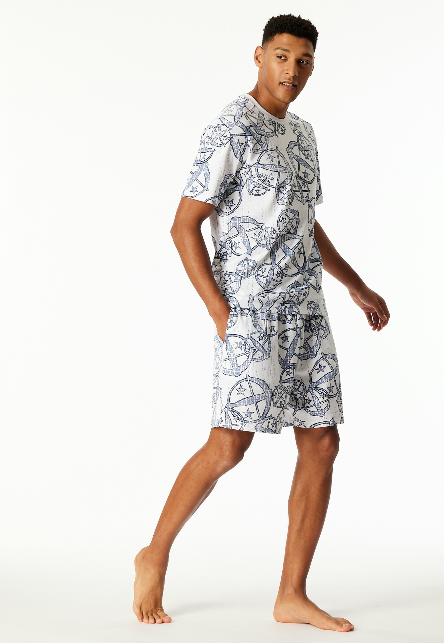 Schiesser Kurzarmshirt »Schiesser 150 Years« Rundhalsausschnitt, Baumwolle, Allover-Print