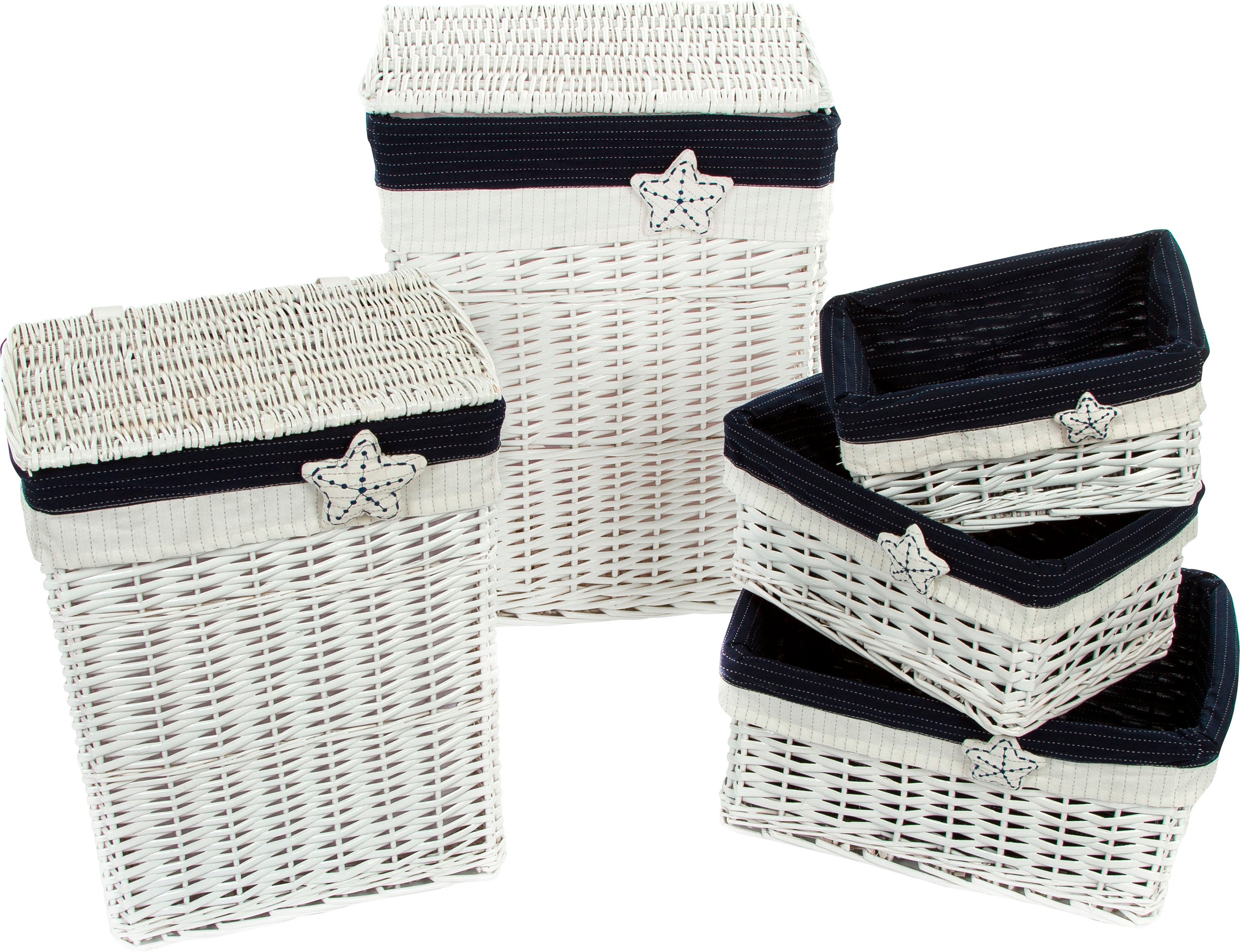 Home affaire Dekokorb »Karolina«, (Set, 5 St.), mit maritimer Seestern-Dekoration