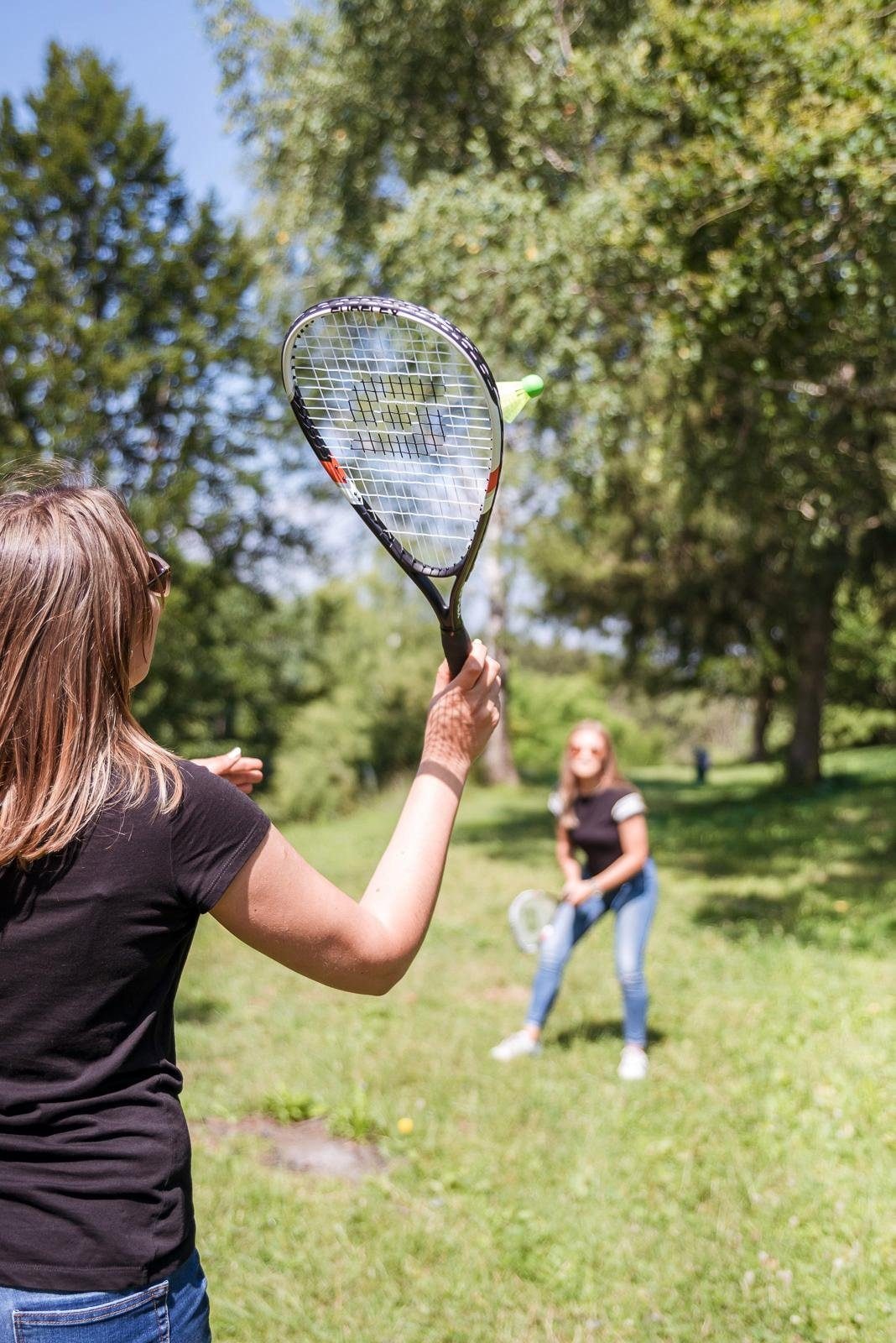 Sunflex Speed-Badmintonschläger »Speed Badminton Sonic«, (Set, 5 tlg., mit Bällen-mit Schlägerhülle-mit Tasche)