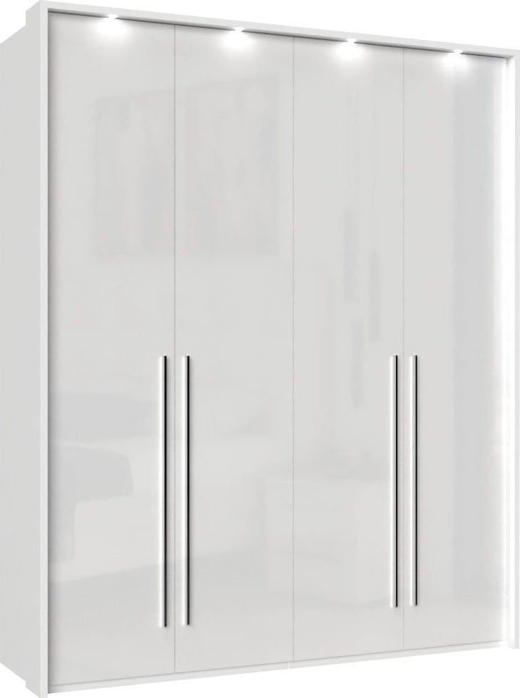 Places of Style Kleiderschrank »Piano, inklusive Rahmen und Beleuchtung, soft-close-Funktion«, (viele Breiten zur Auswahl, 226cm hoch), beige oder weiß, UV lackiert, Hochglanzfronten, FSC-zertifiziert
