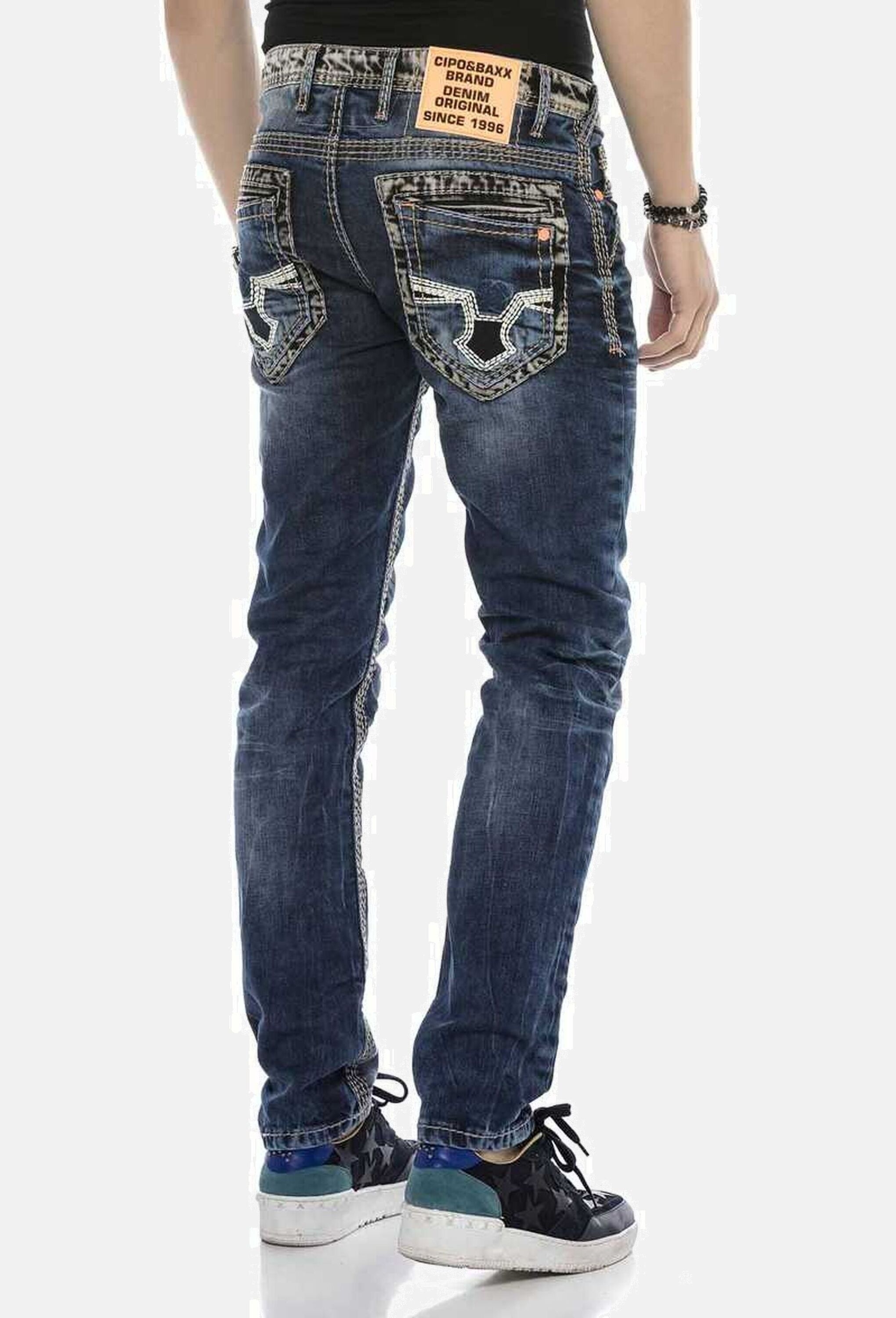 Cipo & Baxx Regular-fit-Jeans »Cipo & Baxx Jeans DENIM« bequeme Jeans mit breiten Ziernähten, CD593