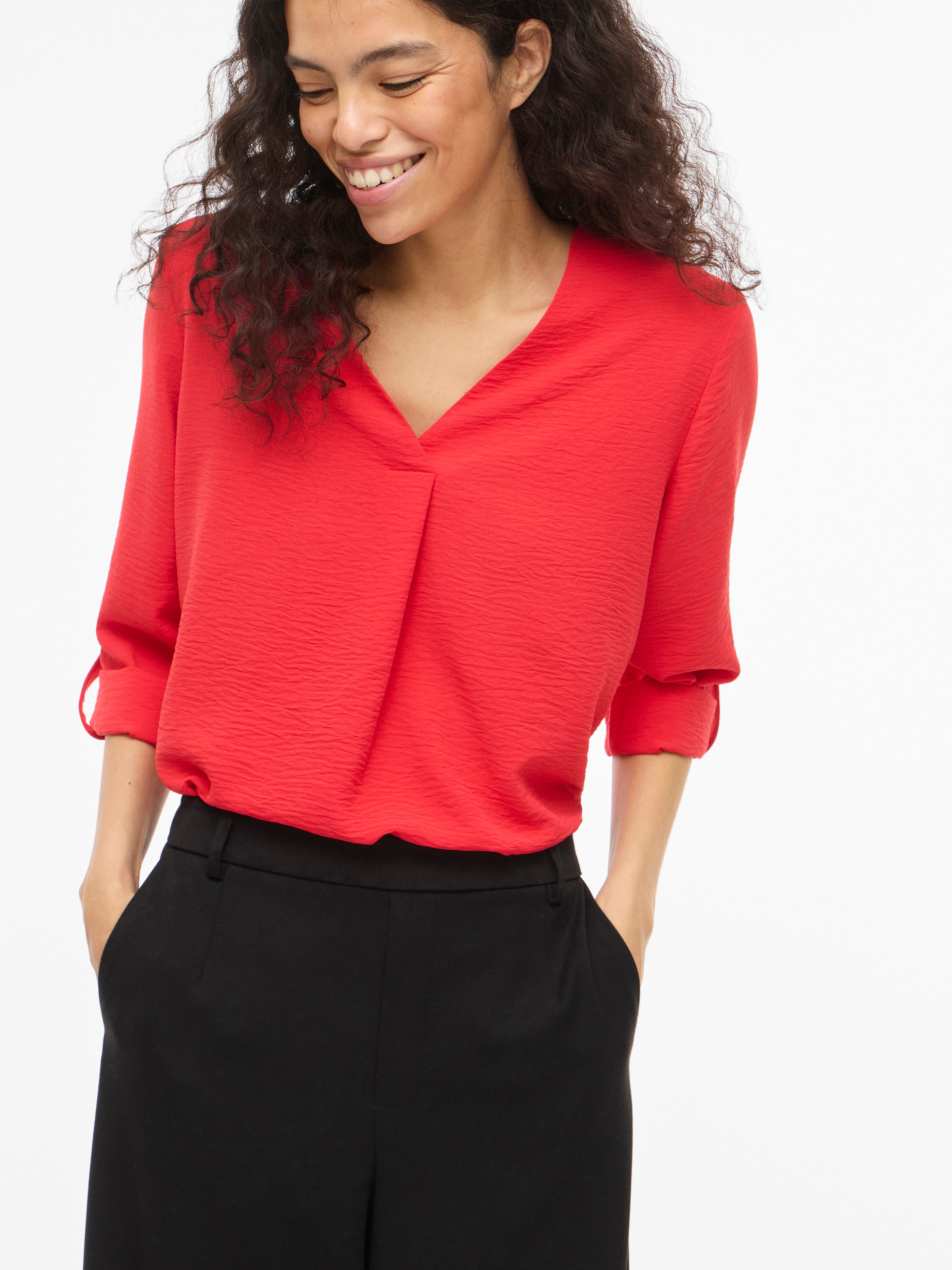 Vila Blusenshirt »VIJOSA 3/4 V-NECK TOP - NOOS«