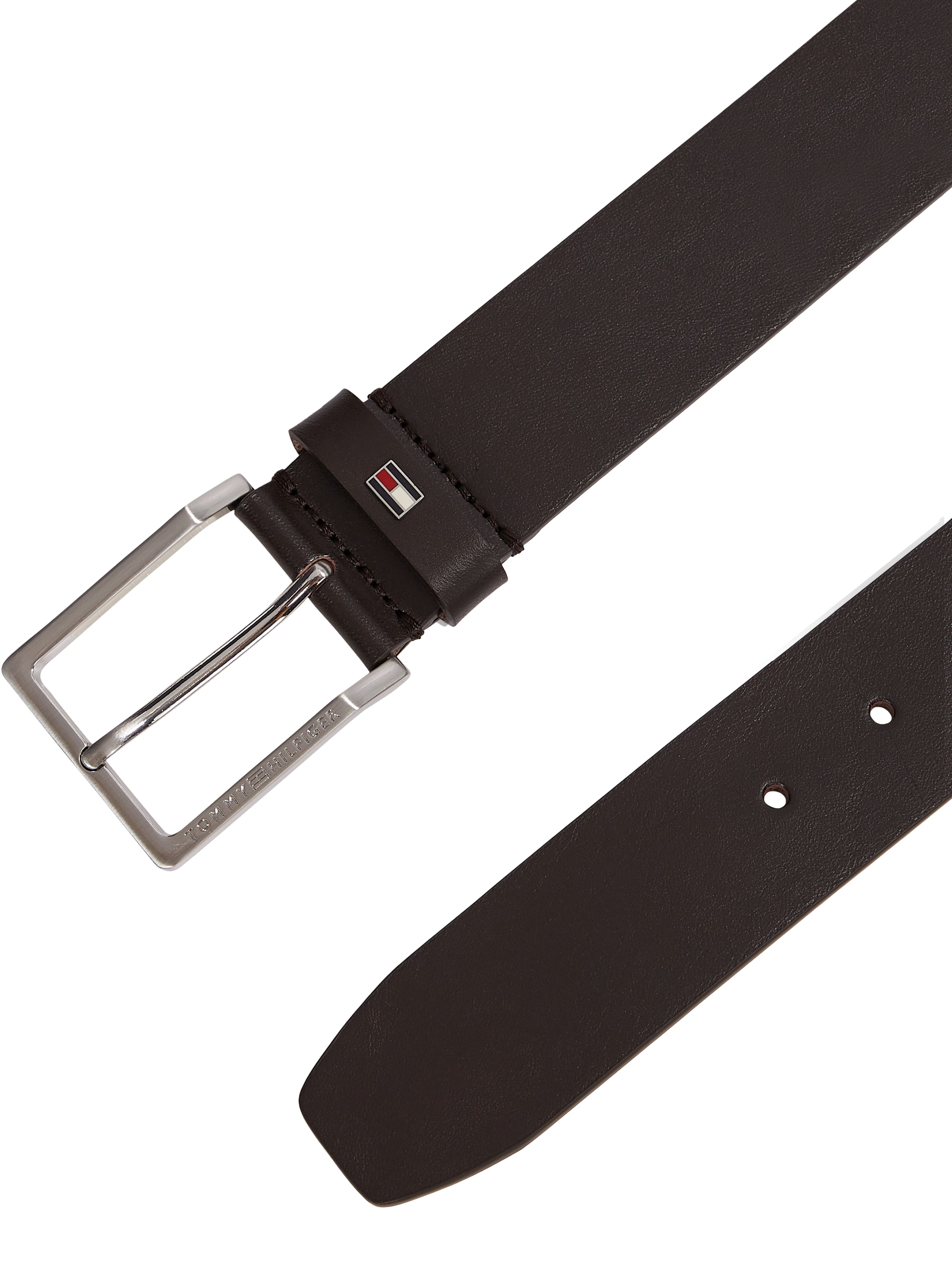 Tommy Hilfiger Ledergürtel »OLIVER 4.0«, Größenverstellbar, Markenlogoemblem aus Metall