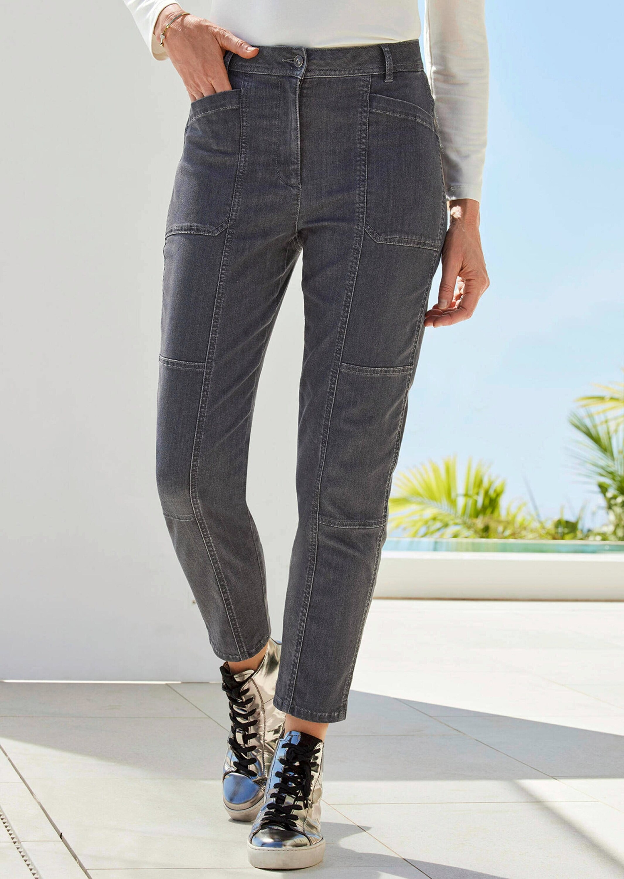 GOLDNER Chinohose »Jeans mit Wascheffekt«