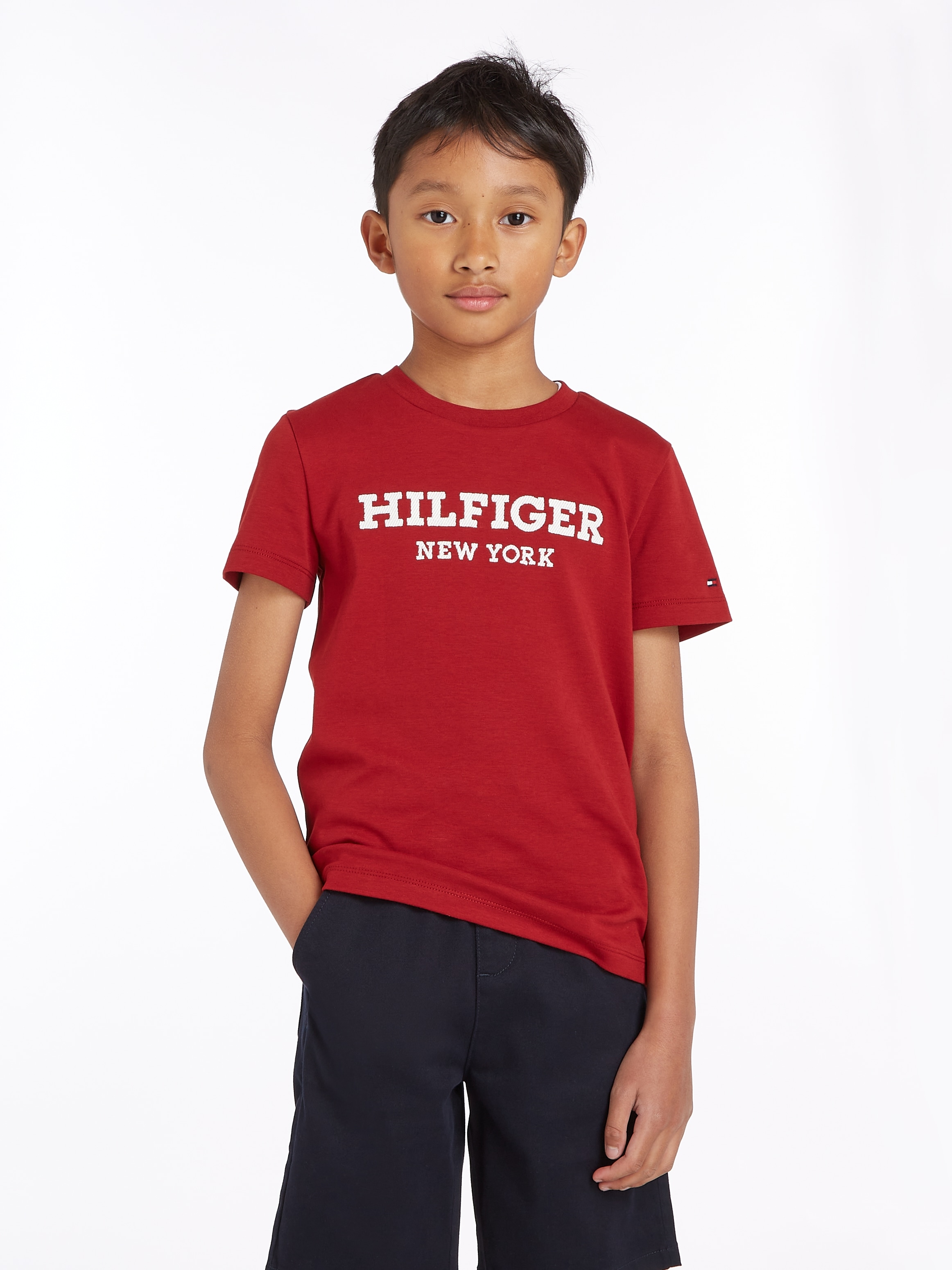 Tommy Hilfiger T-Shirt »HILFIGER LOGO Statement OTTO TEE Print Hilfiger bei S/S«, mit