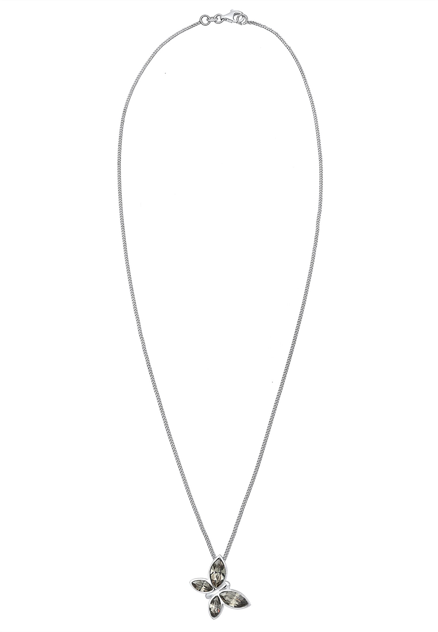 Elli Premium Silberkette »Halskette Halskette Schmetterling Glas Kristalle Grau 925 Sterling Silber«