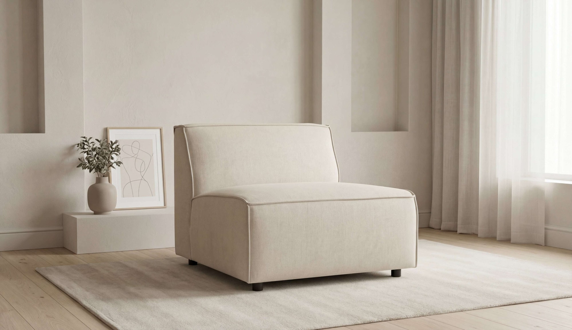 OTTO home Sessel »Jorrena, extra weicher Chenille-Stoff« Armloser 1-Sitzer, 3 Komfortstufen, 90x105 cm, mit Wellenunterfederung