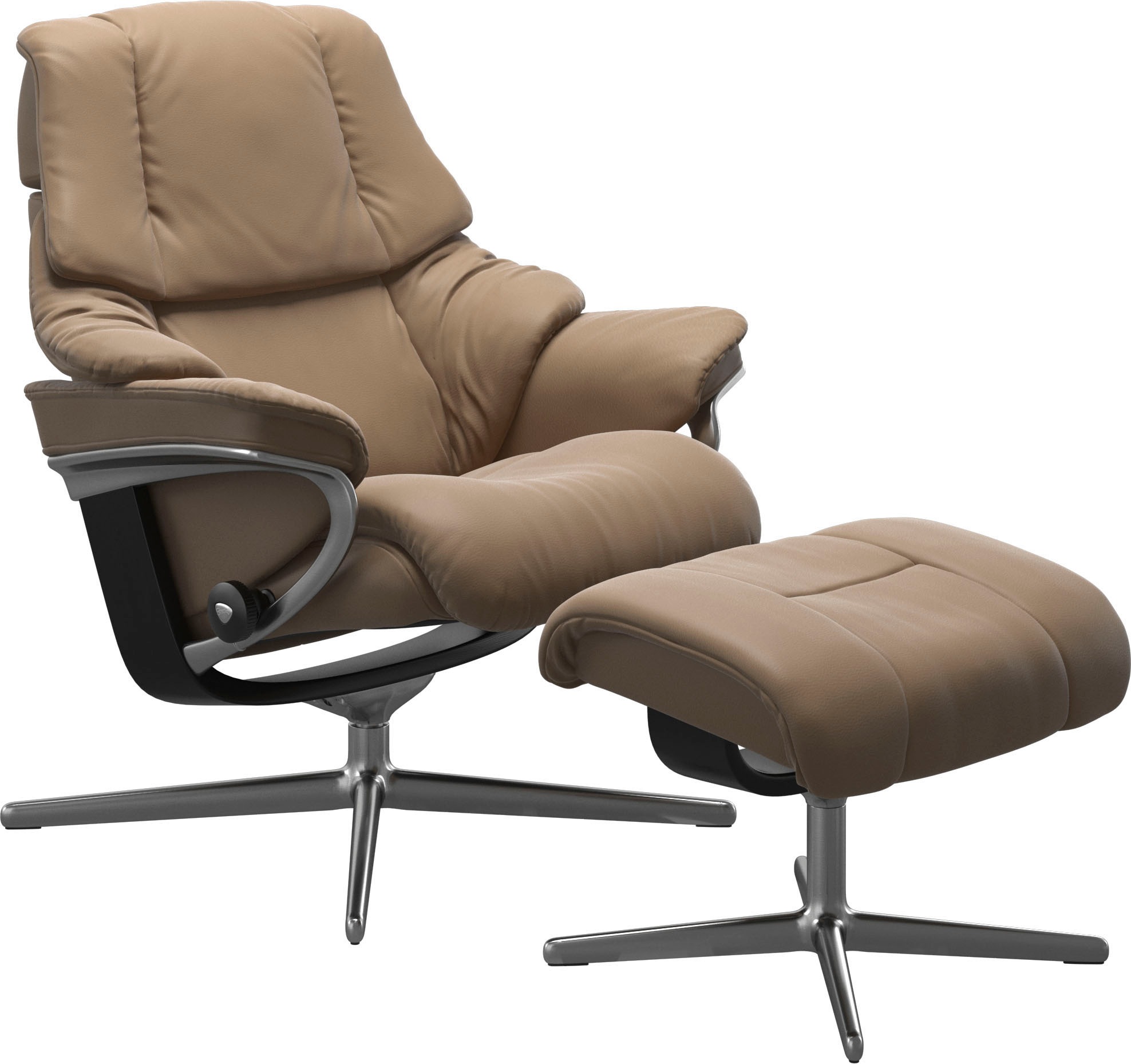 Stressless® Relaxsessel »Reno«, (Set, Relaxsessel mit Hocker), mit Hocker, mit Cross Base, Größe S, M & L, Holzakzent Schwarz