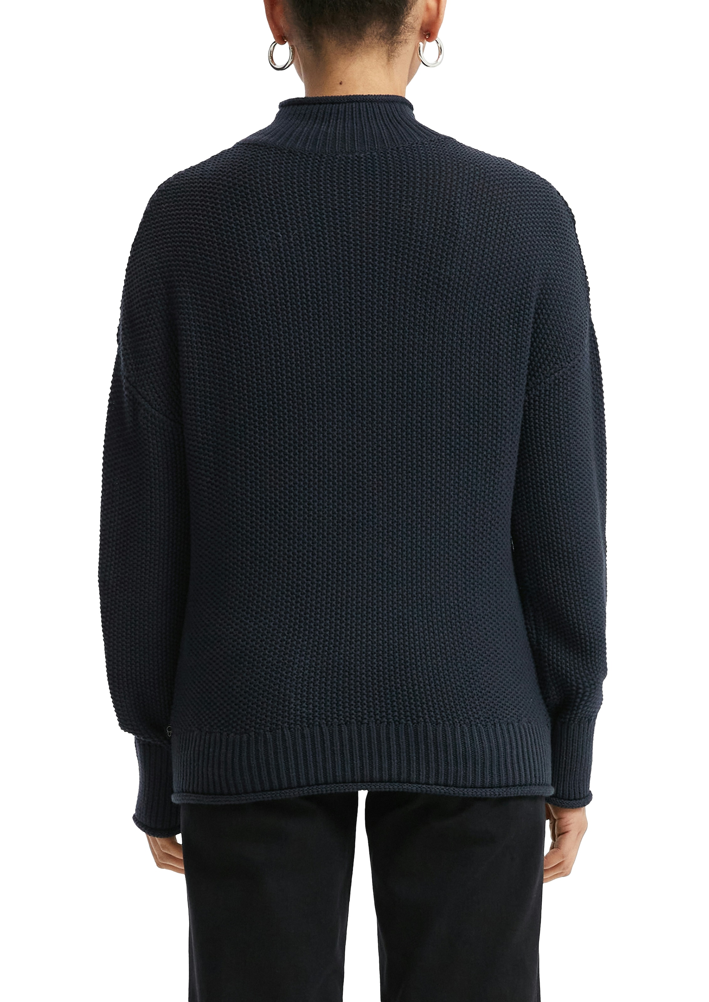 QS Strickpullover in Struktur-Optik und mit Stehkragen