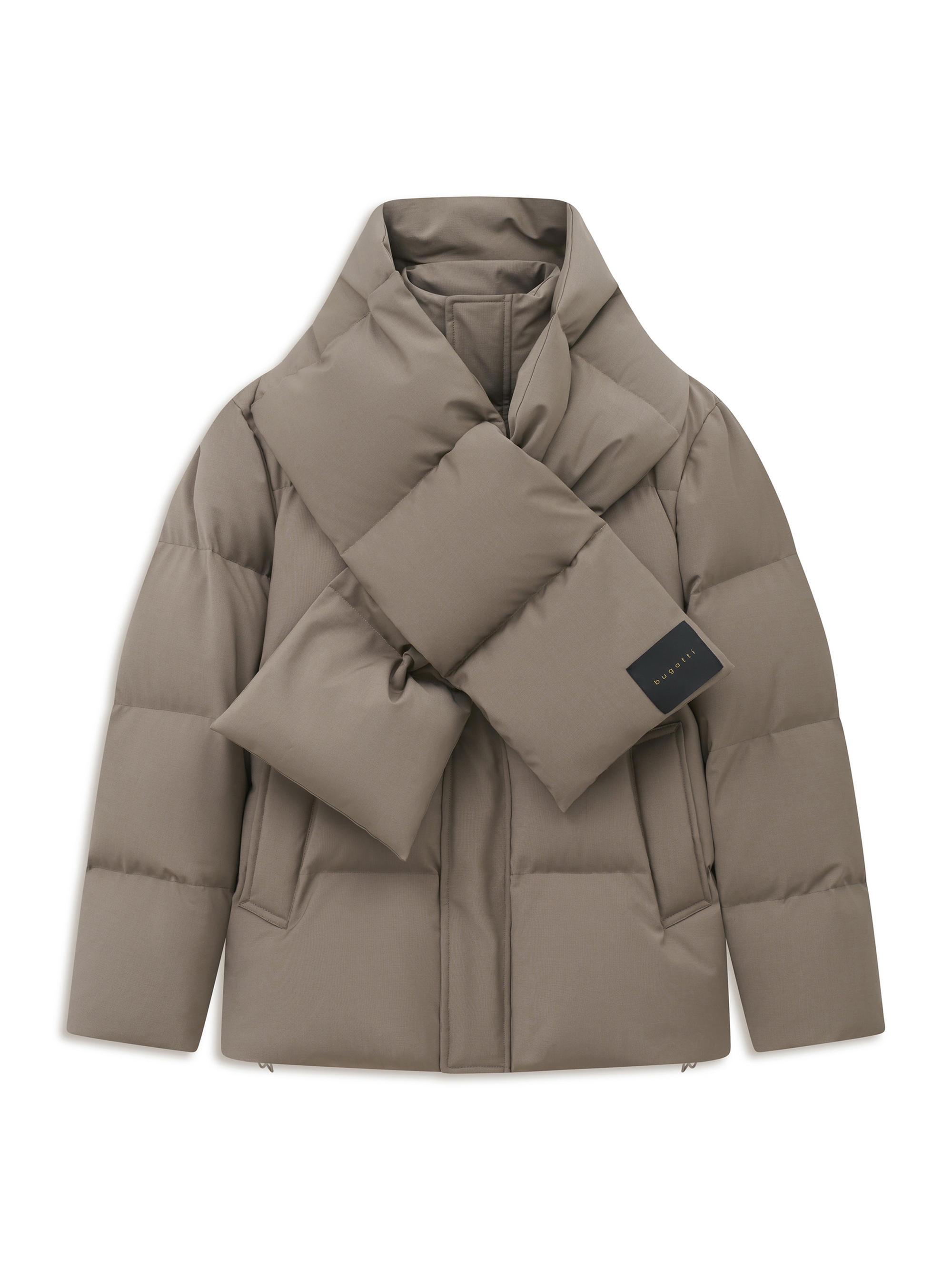 bugatti Parka »Regular Fit« ohne Kapuze Daune Stehkragen Schal inklusive