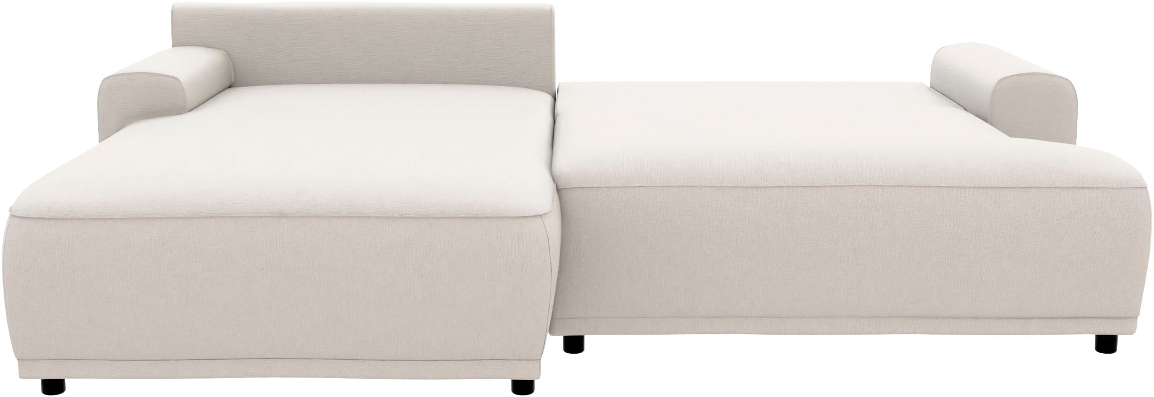 TRENDMANUFAKTUR Ecksofa »Fordon, Schlafsofa mit Bettkasten, Couch in L-Form, Breite 250 cm«, in Struktur LUMOS, 3D-Effekt, sandgrau, Recamiere links