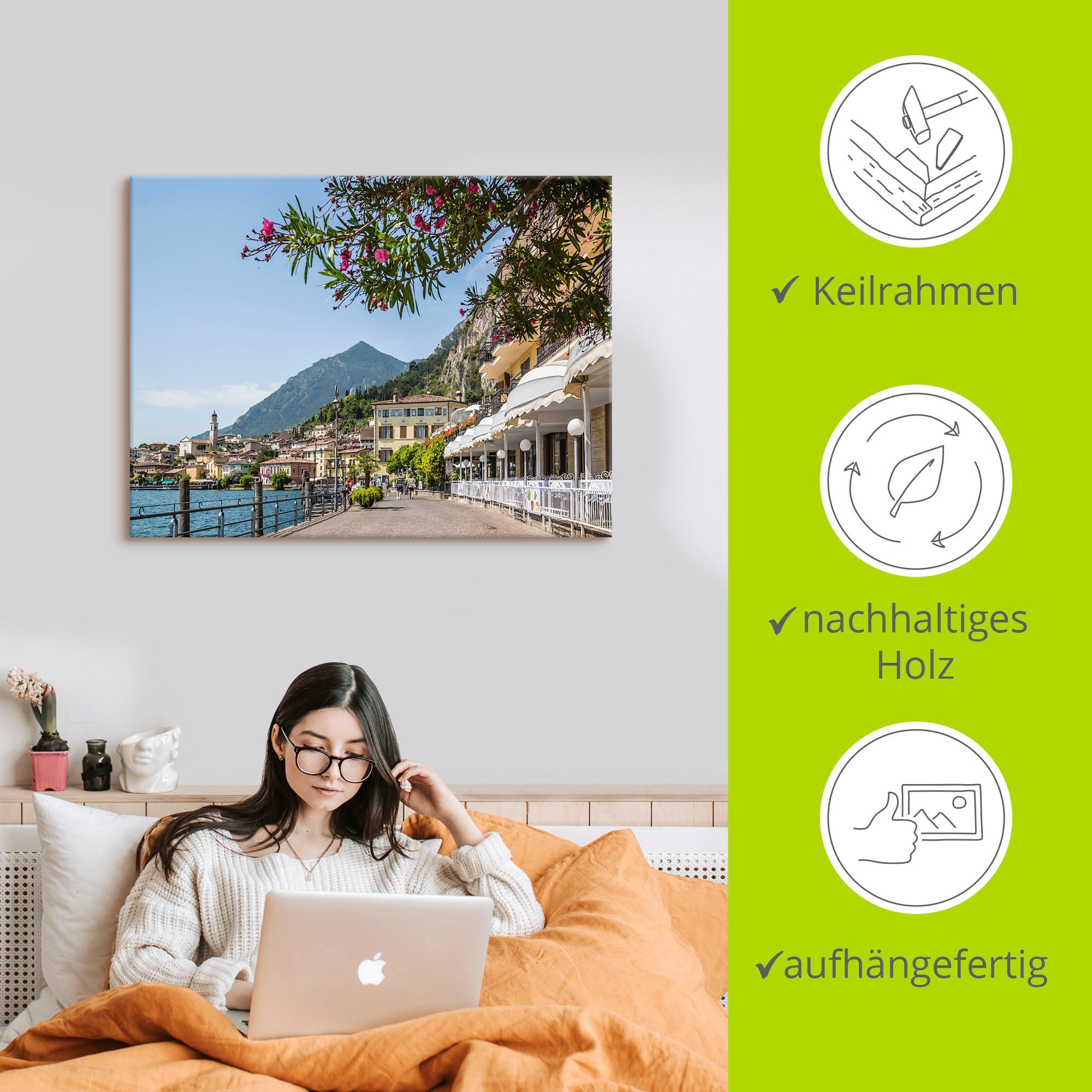 Artland Wandbild »Gardasee Limone sul Garda I«, Europa, (1 St.), als Leinwandbild, Poster in verschied. Größen