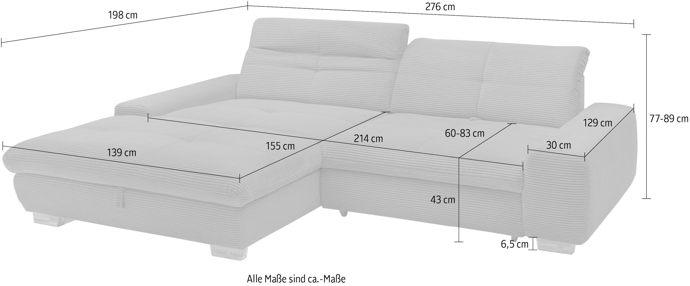 set one by Musterring Ecksofa »SO 1200«, Inkl. Rückenverstellung, wahlweise mit Bettfunktion und Stauraum