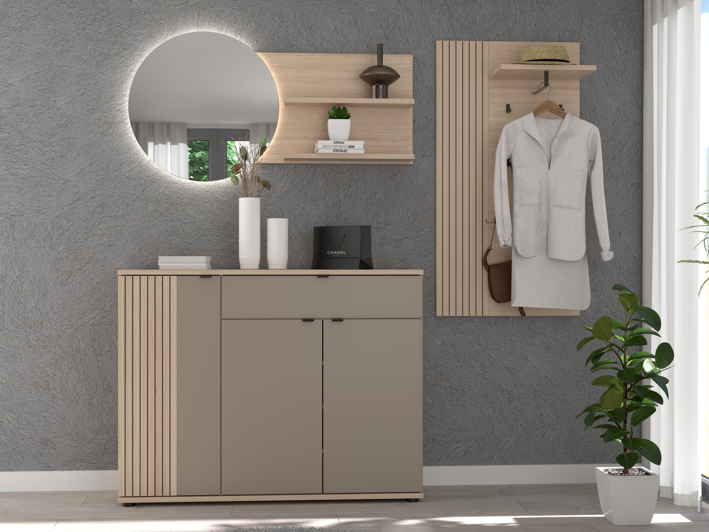 Innostyle Garderobenpaneel »Pisa Garderobenpaneel« 1 Stk. tlg. 1Boden, 4 Haken, Ansatzstück montierbar