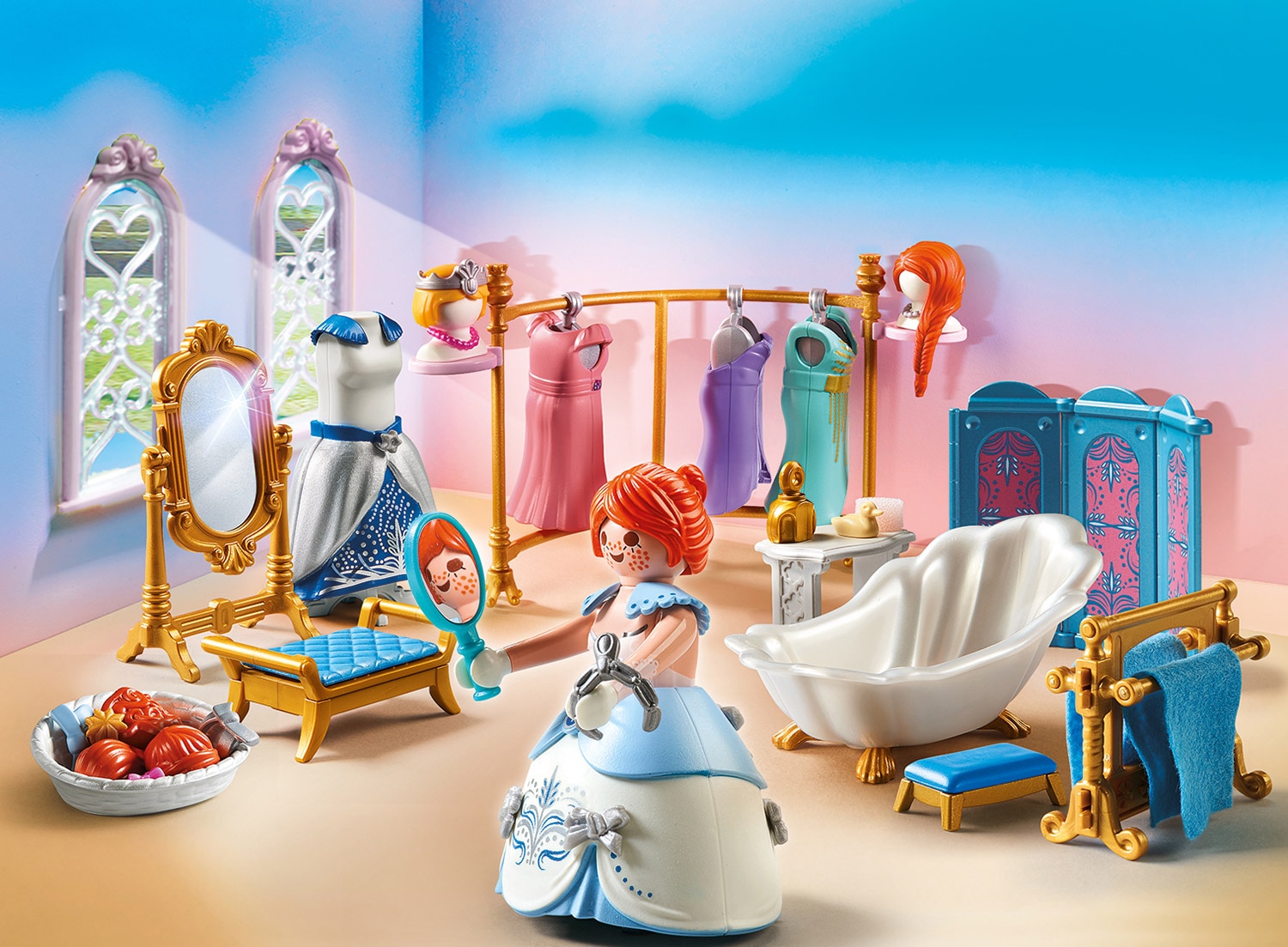 Playmobil® Konstruktions-Spielset »Ankleidezimmer mit Badewanne (70454), Princess«, (86 St.), Made in Germany