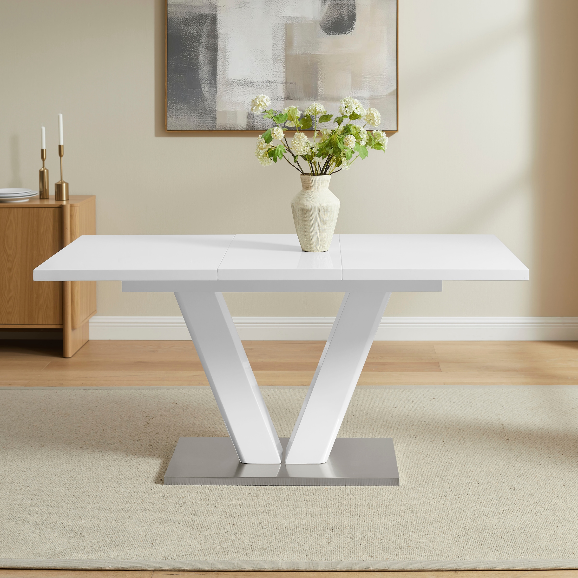 OTTO home Essgruppe »Gellina« Set, 4 tlg. ausziehbarer Esstisch, Freischwinger, Sitzbank mit Rückenlehne