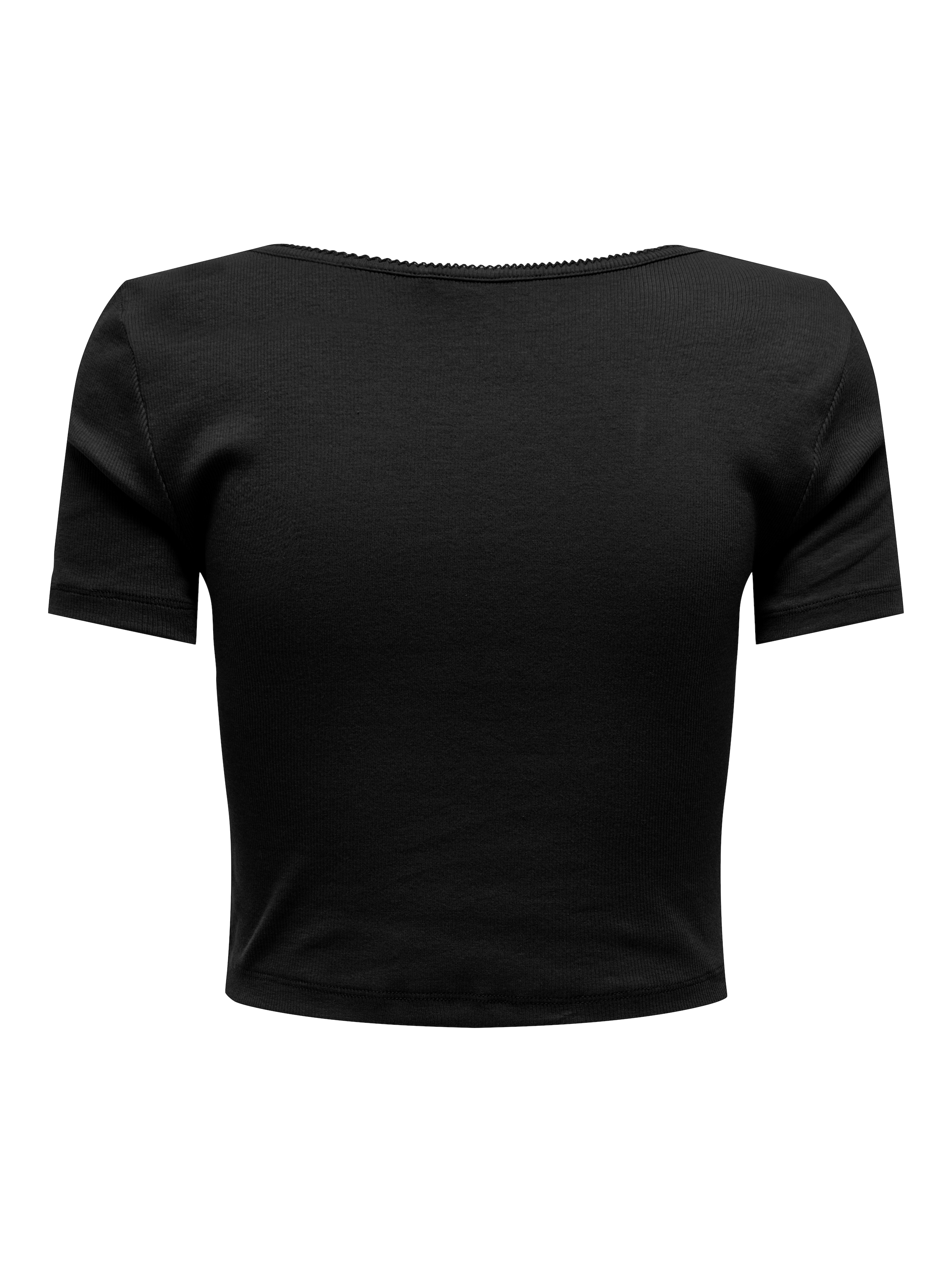 ONLY Kurzarmshirt »ONLBETTY LIFE S/S SCALLOP V-NECK CC JRS« mit Raffung am Ausschnitt