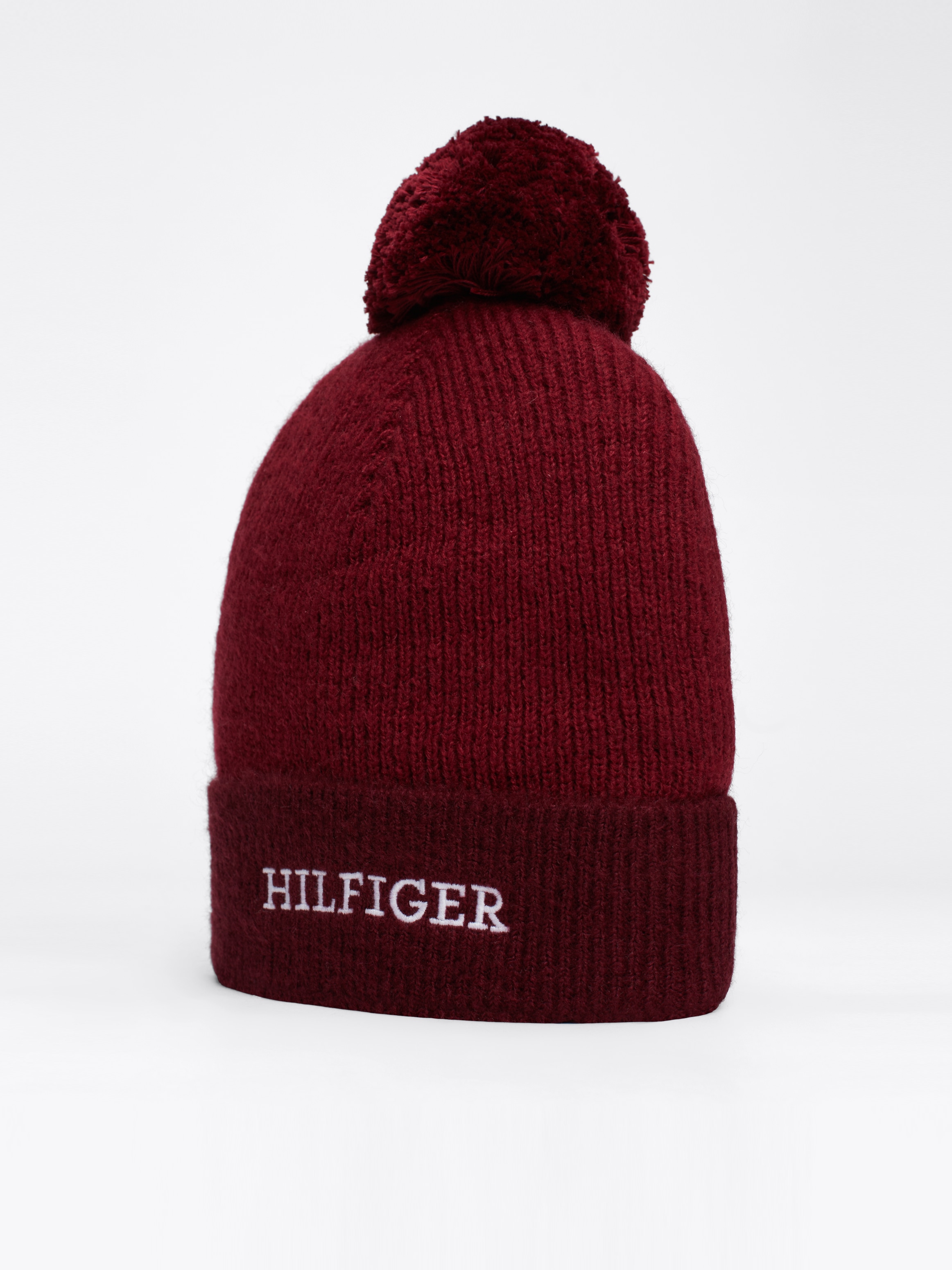 Tommy Hilfiger Bommelmütze »MONOTYPE POMPOM BEANIE«, mit gesticktem Logoschriftzug