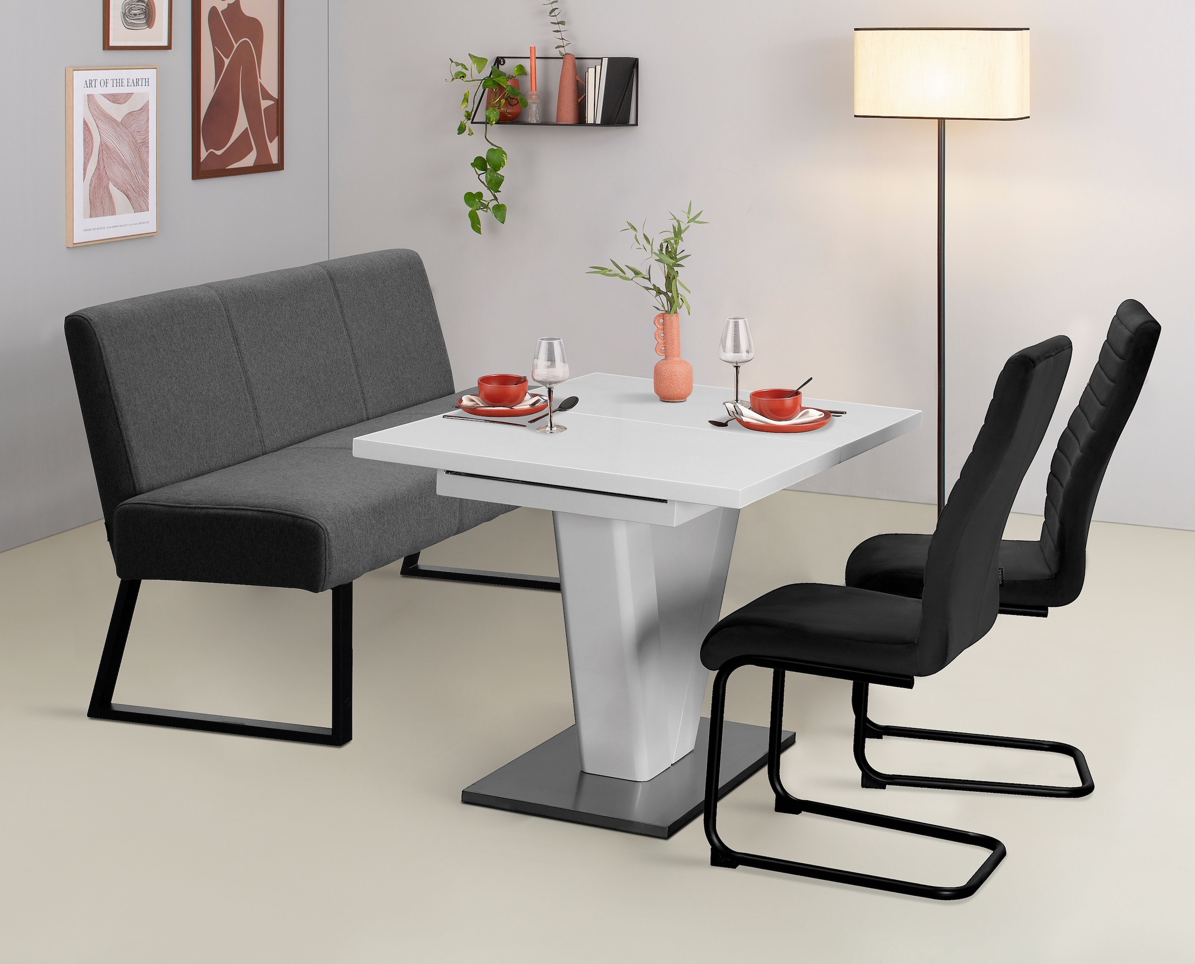 Home affaire Polsterbank »Gladio, TOPSELLER!, OTTOs Choice«, (Esszimmerbank, Sitzbank, Bank), mit Taschenfederkern, schwarzes Metallgestell, Breite 148 cm