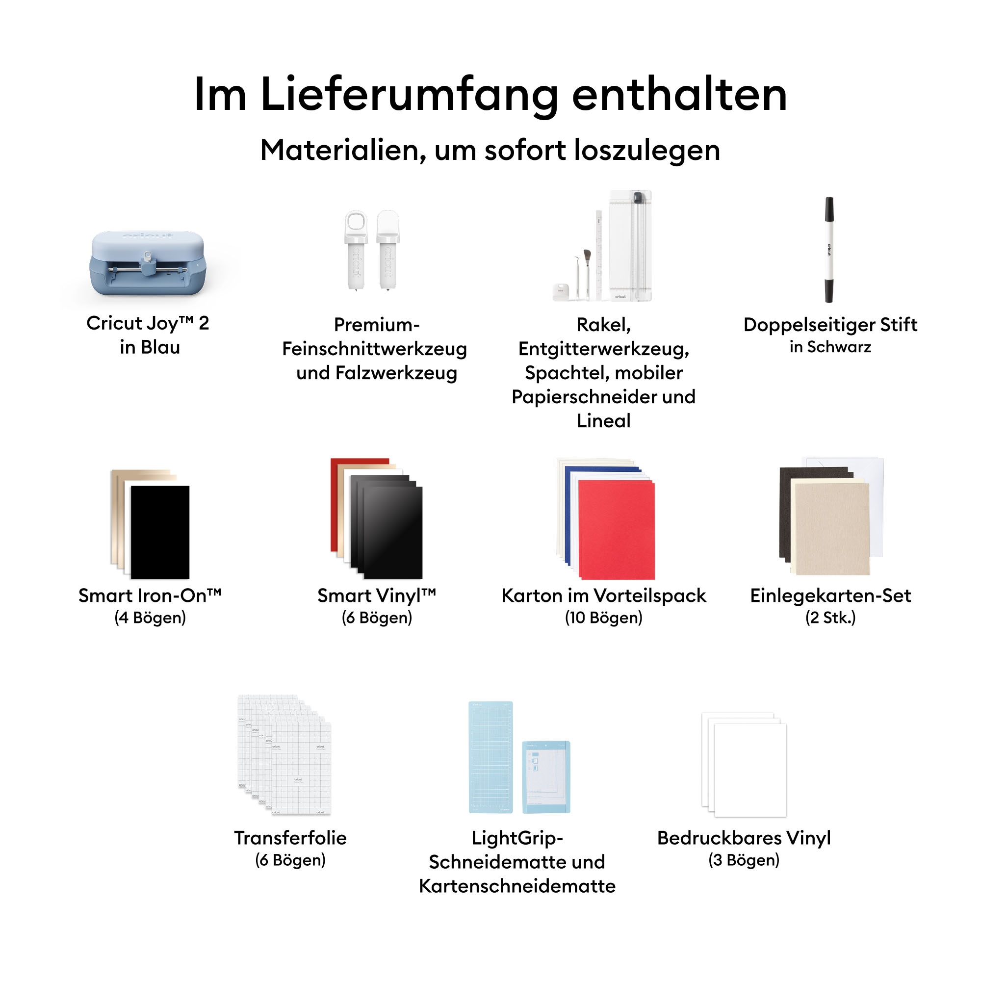Cricut Schneideplotter »Joy™ 2 + Essential-Bundle«