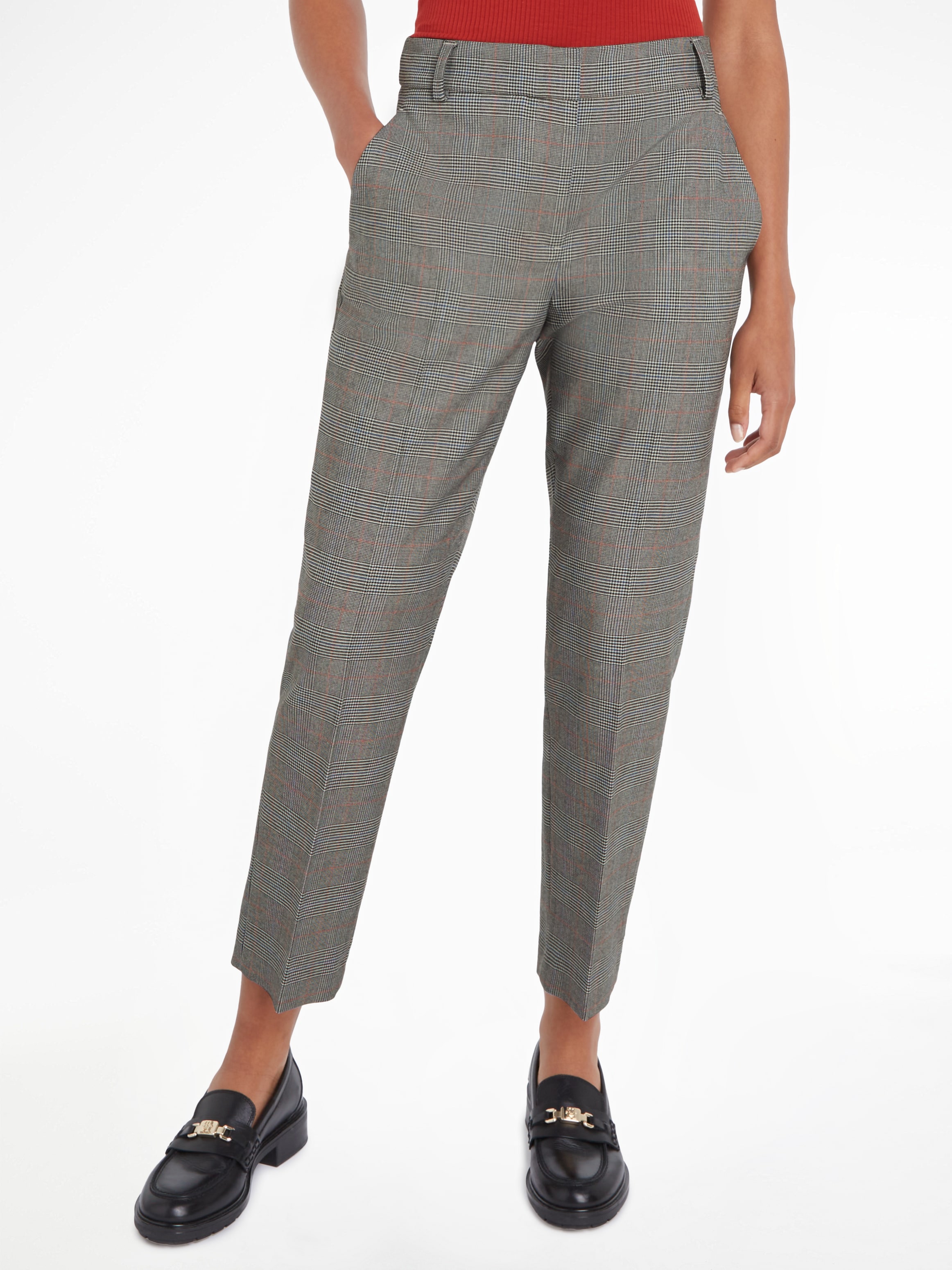 Tommy Hilfiger Webhose »POW CHECK SLIM STRAIGHT PANT«, (Global Serie TH WOMEN), im Karodessin