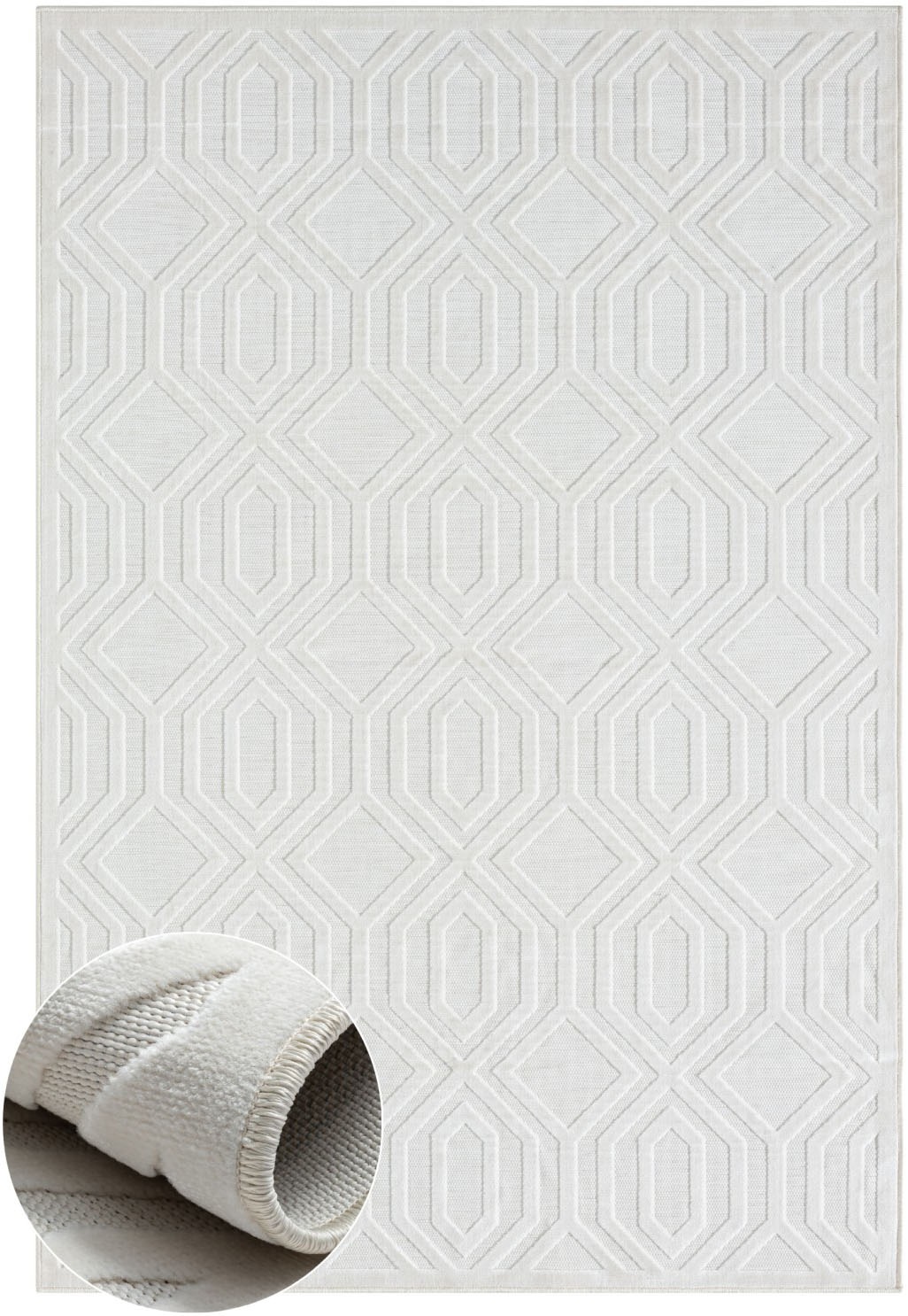 Myflair Möbel & Accessoires Teppich »Haven, LAGERRÄUMUNG!« rechteckig 8 mm Höhe Rauten Motiv, Hoch-Tief Effekt, Outdoor geeignet, Balkon, Terrasse