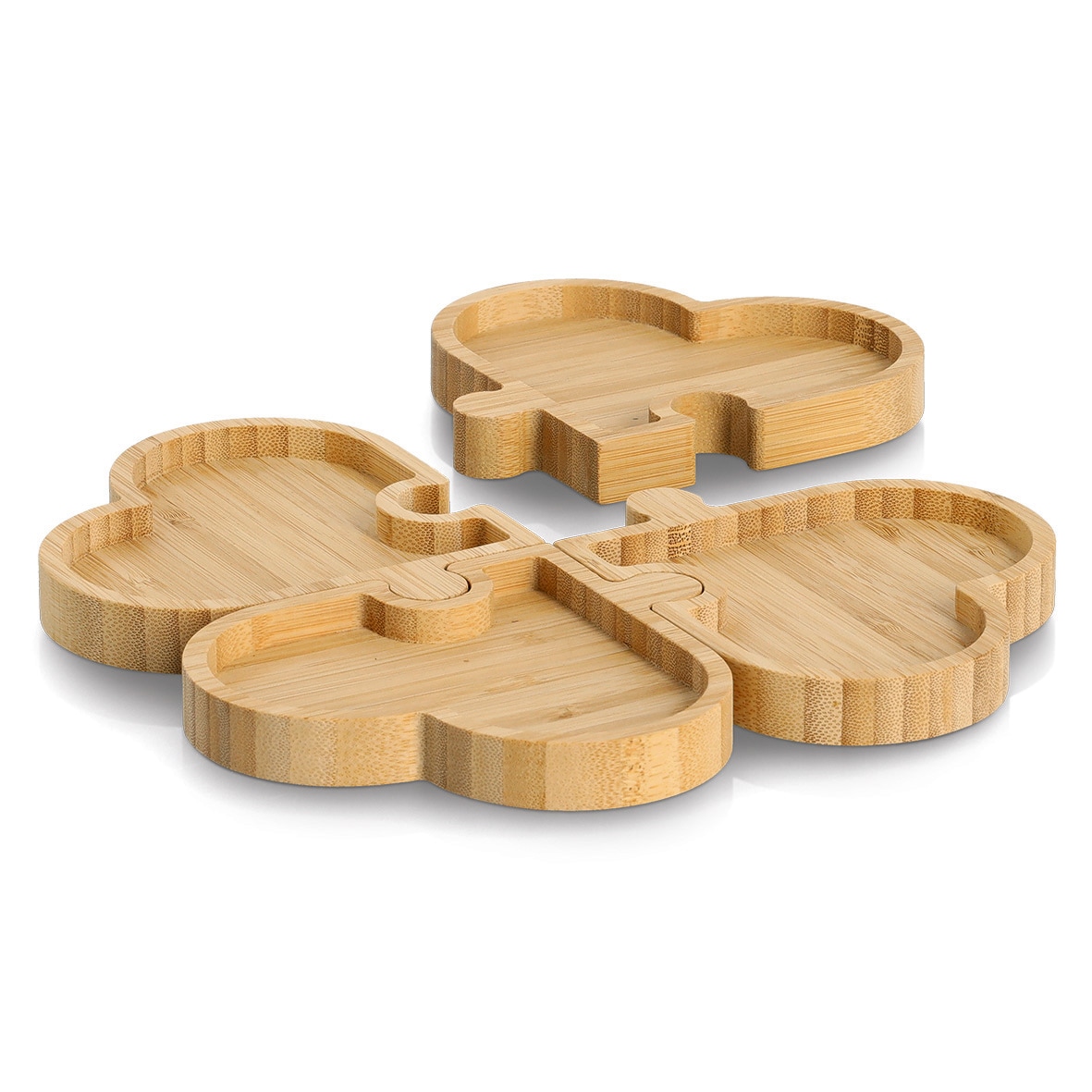 Zeller Present Snackschale »Snackteller "Hearts", Bambus, 2x 4-teiliges Set« 8 aus Bambus ca. 24x24x1,8 cm