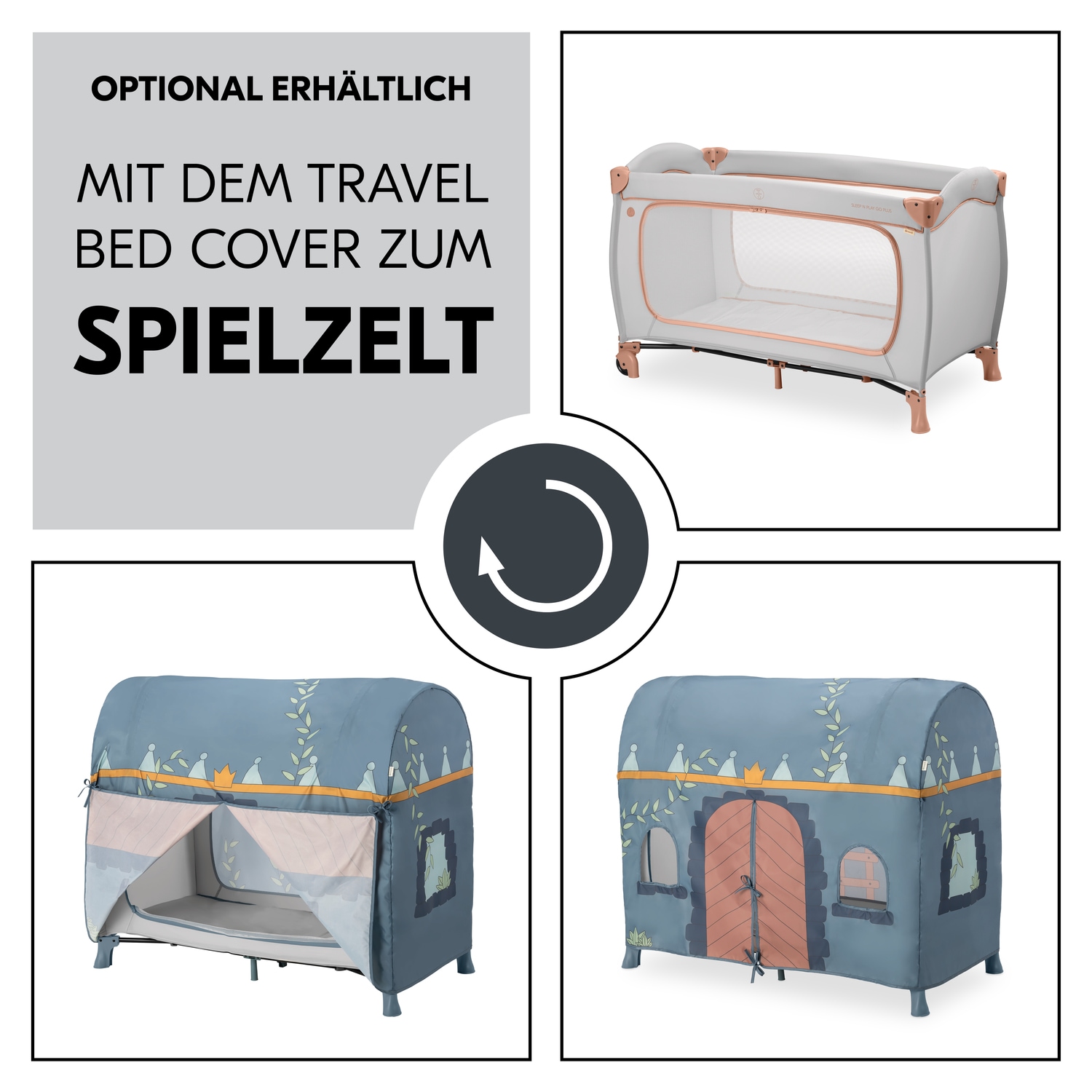 Hauck Baby-Reisebett »Sleep N Play Go Plus, Dusty Cork«, mit integrierten Rädern; Vorderausstieg