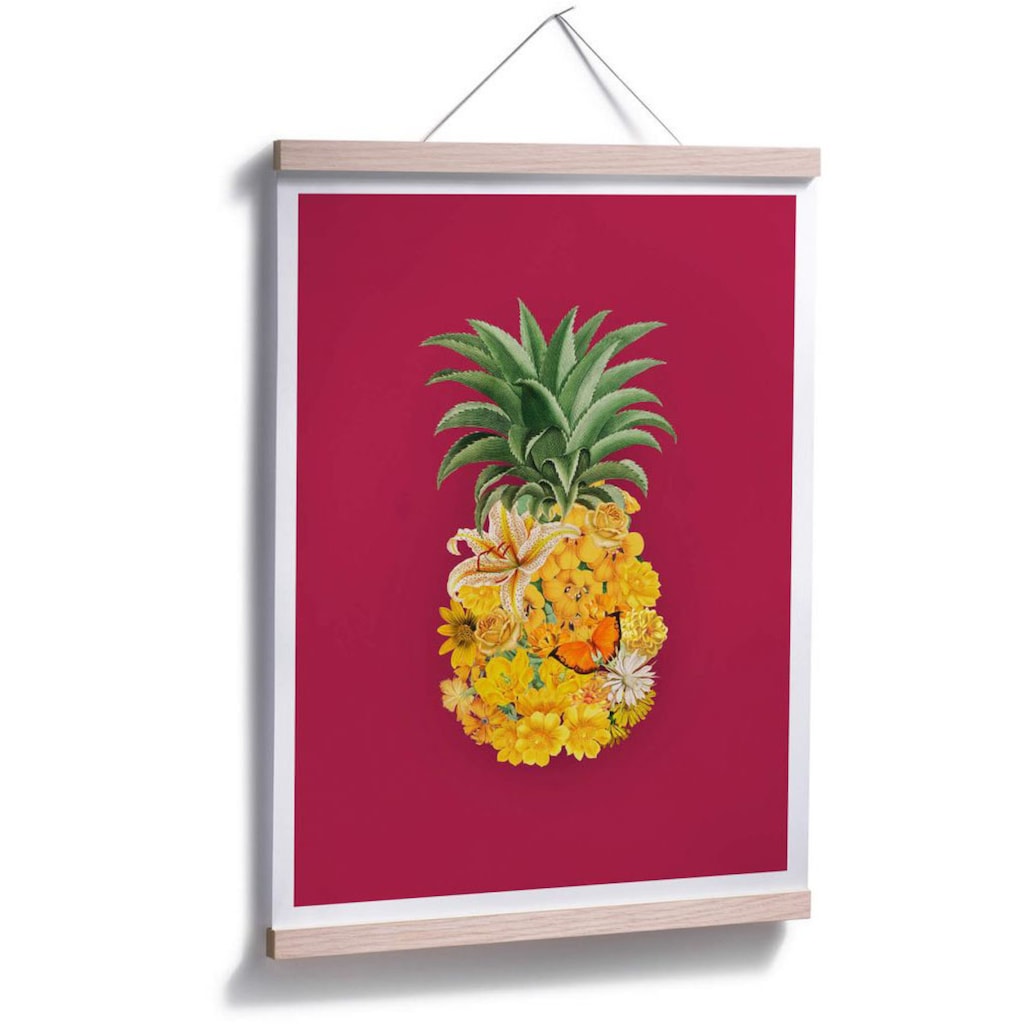 Wall-Art Poster »Ananas Blume Pink«, Blumen, (1 St.)