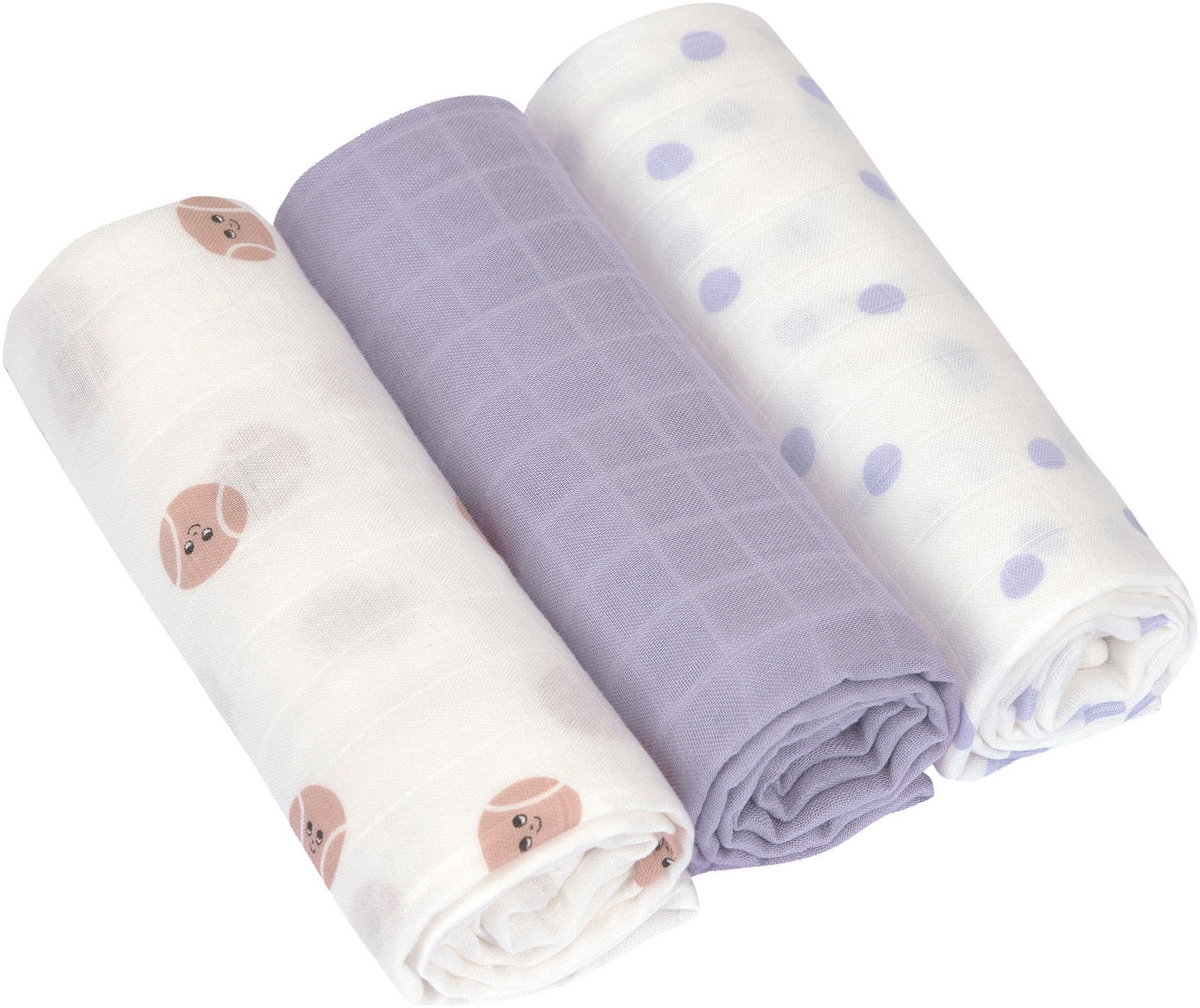 LÄSSIG Stoffwindeln »Tiny Team, Mulltuch-Set, lilac« Set, 3 Stk. tlg.