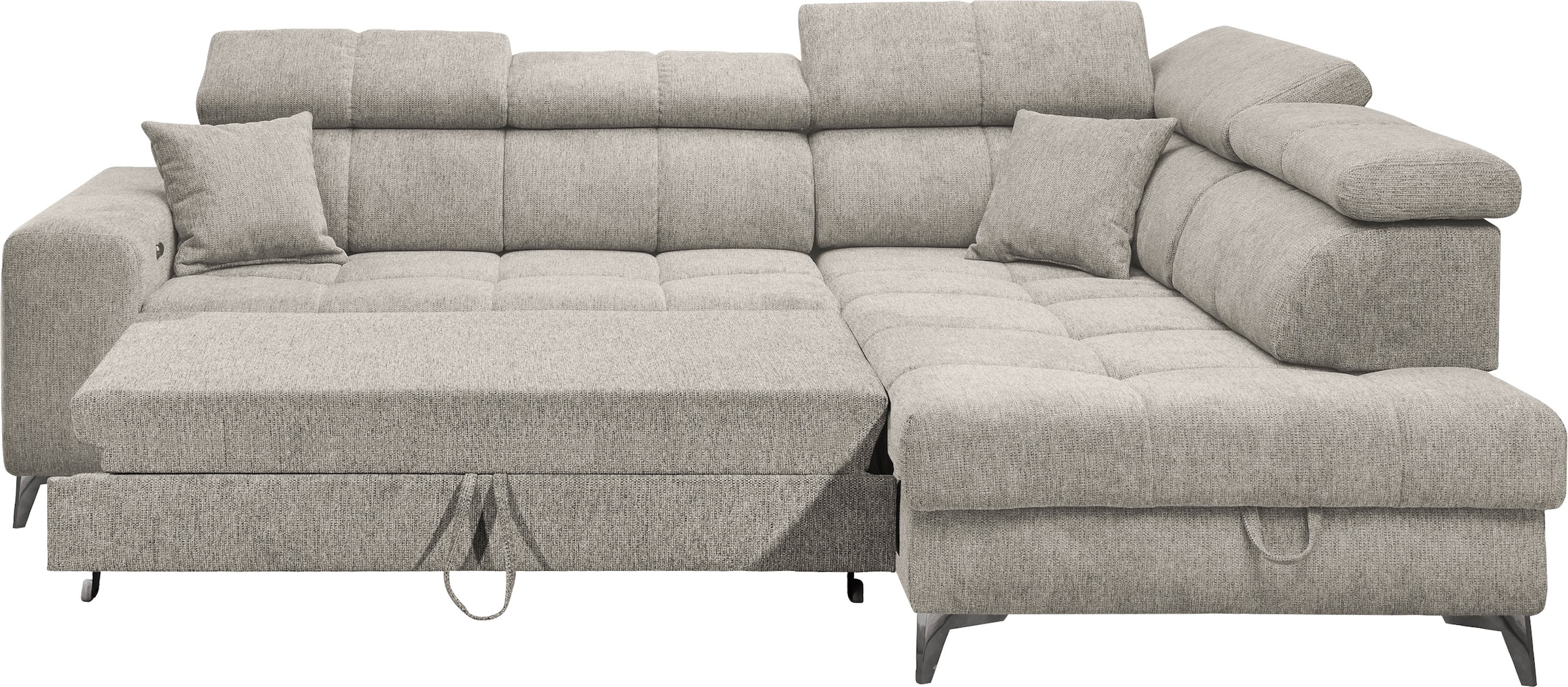 ED EXCITING DESIGN Ecksofa »Sydney L-Form«, mit Bettfunktion, Bettkasten, Kopfteilverstellung & 2 Zierkissen