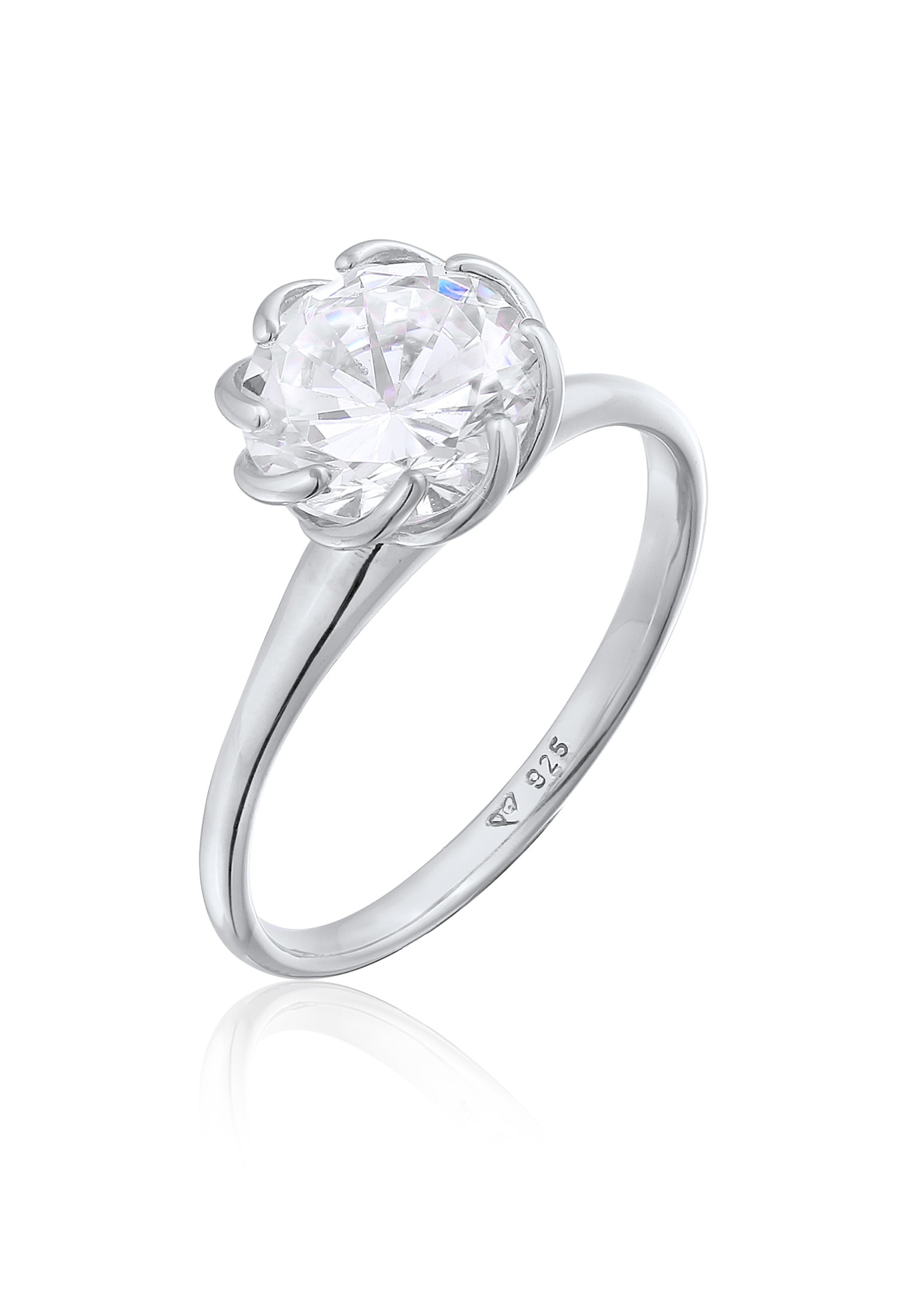 Elli Silberring »Ring Zirkonia Verlobung Solitär Blüte 925 Silber«