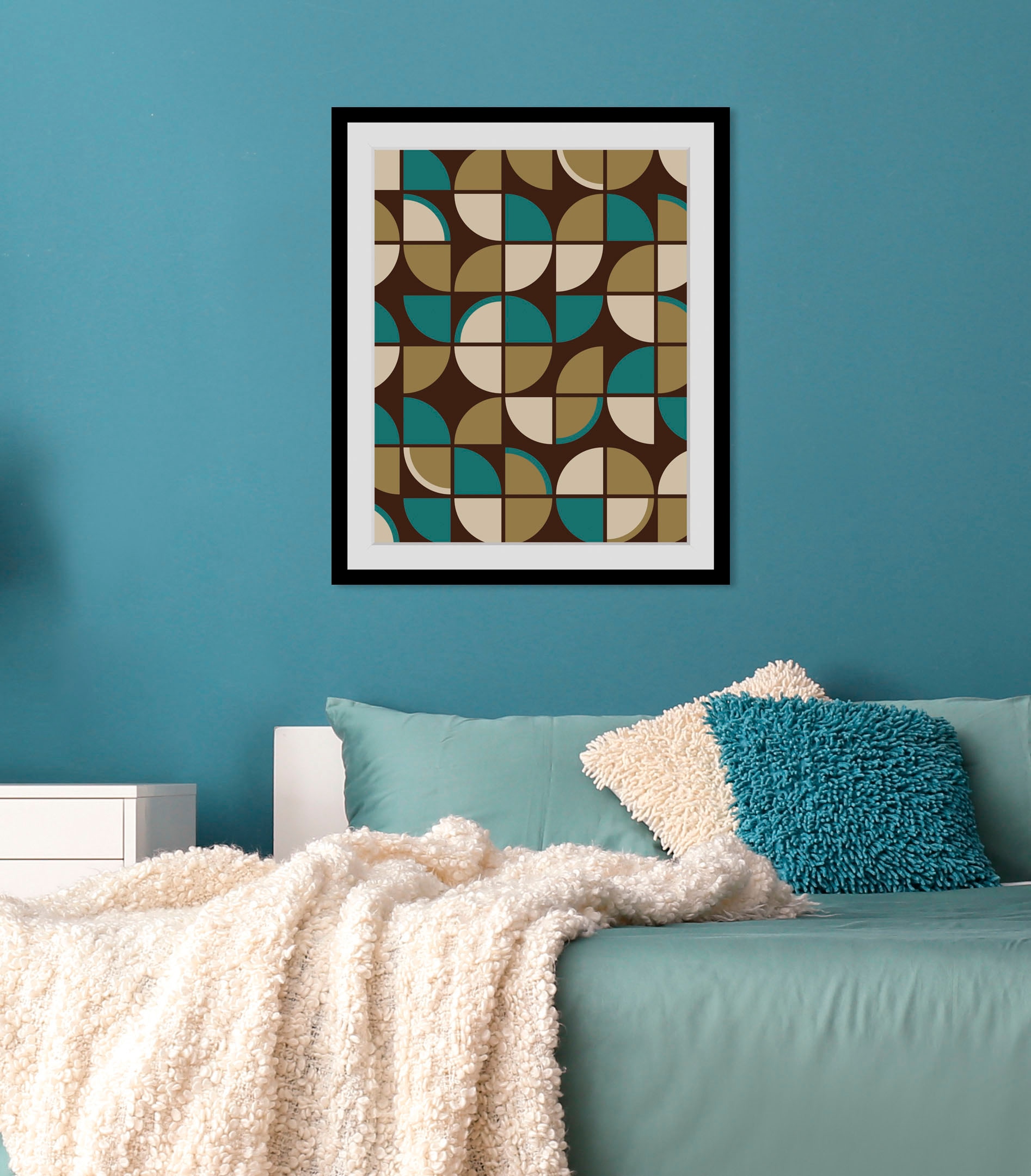 queence Bild »Rüdiger«, Abstrakt-Kunst-Figuren-Zeichen, (1 St.), HD Premium Poster-Druck inkl. Holzrahmen