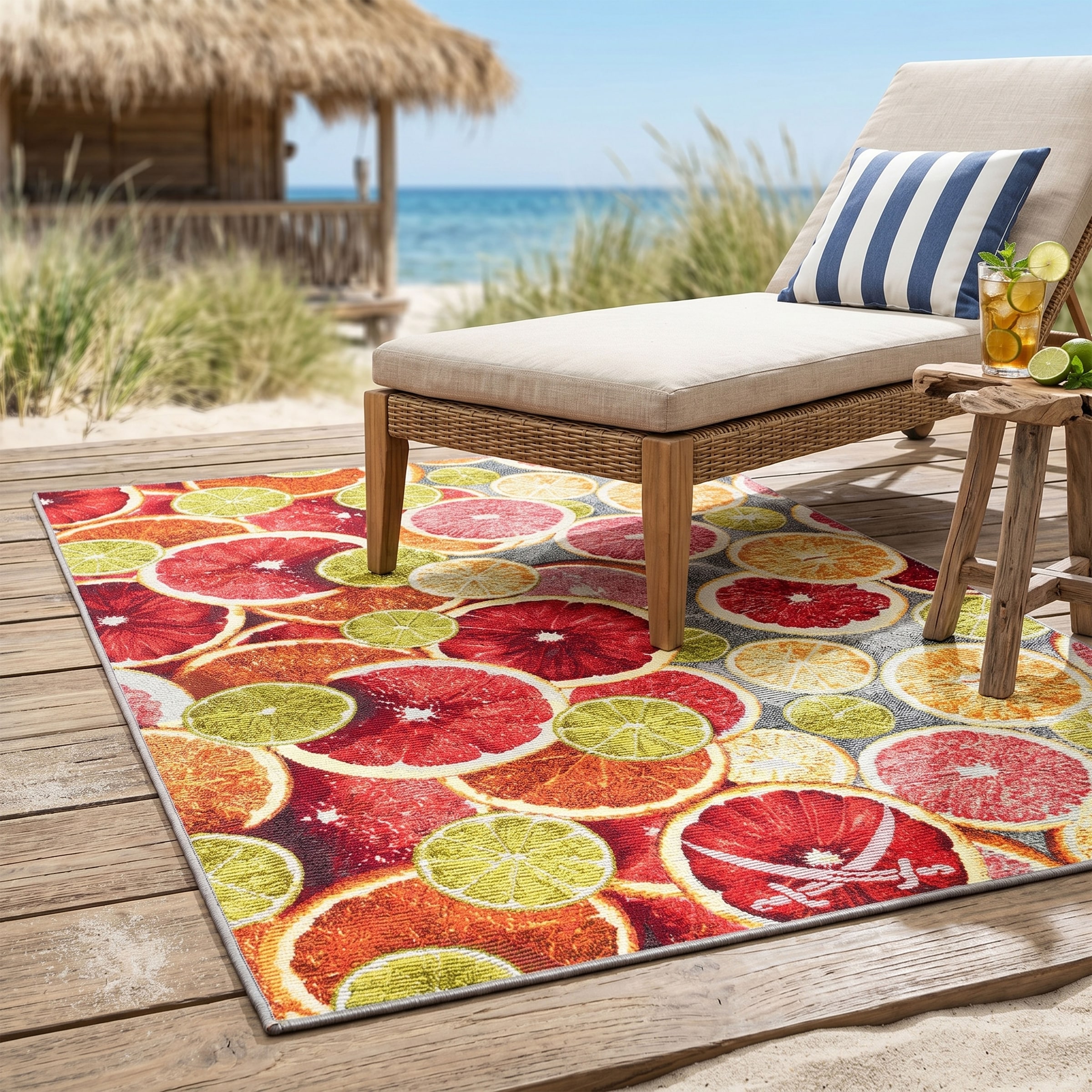 Sansibar Teppich »Rantum Beach 003« rechteckig 5 mm Höhe Flachgewebe, modernes Sommer Design, In- und Outdoor geeignet