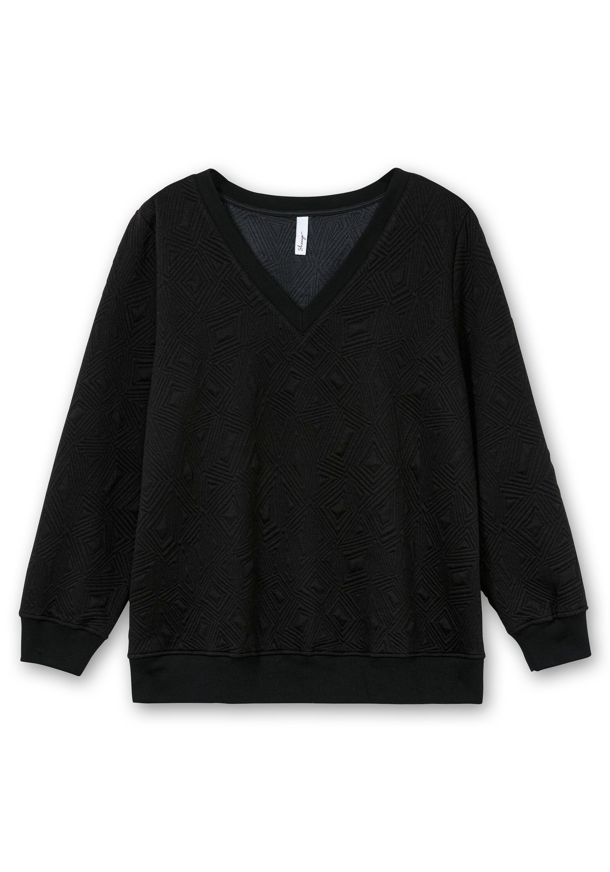 Sheego Sweatshirt »Sweatshirt mit Steppmuster und V-Ausschnitt«, mit Steppmuster und V-Ausschnitt