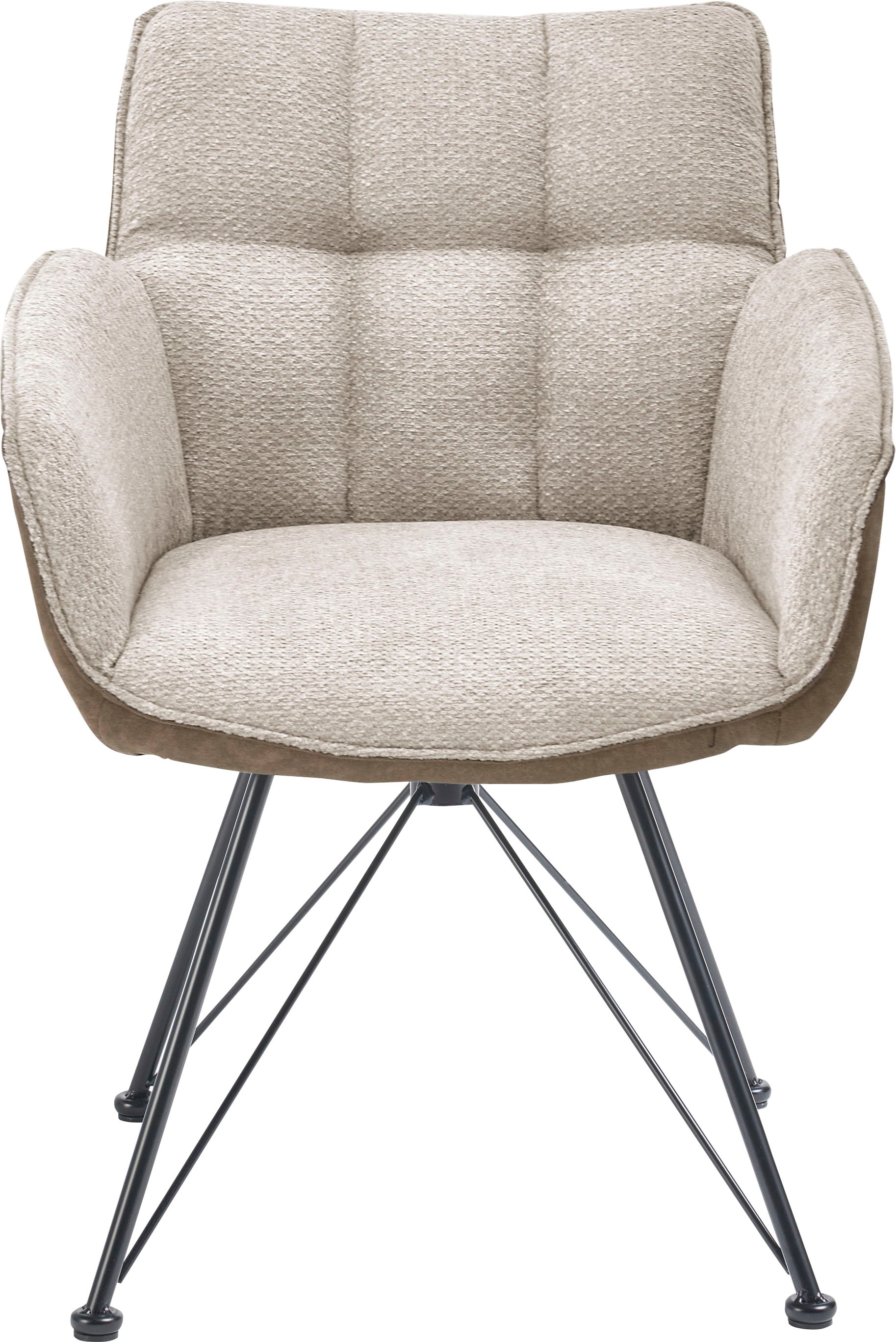set one by Musterring Esszimmerstuhl »Frisco-B«, (Set), 2 St., Microfaser-Chenille, Bezug innen Chenille und außen Microfaser, Design-Gestell schwarz