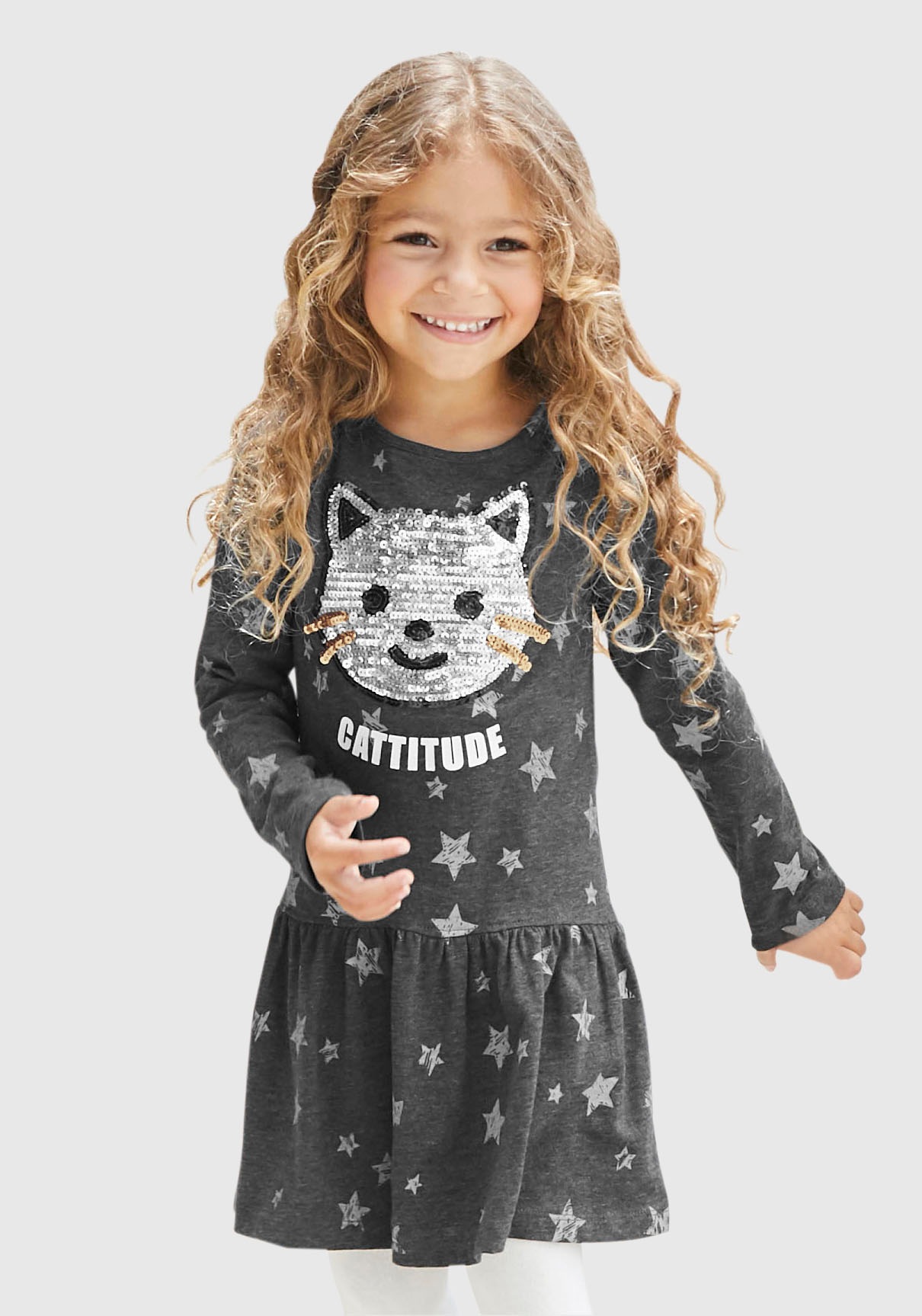 KIDSWORLD Jerseykleid »für kleine Mädchen«, mit Pailletten-Applikation