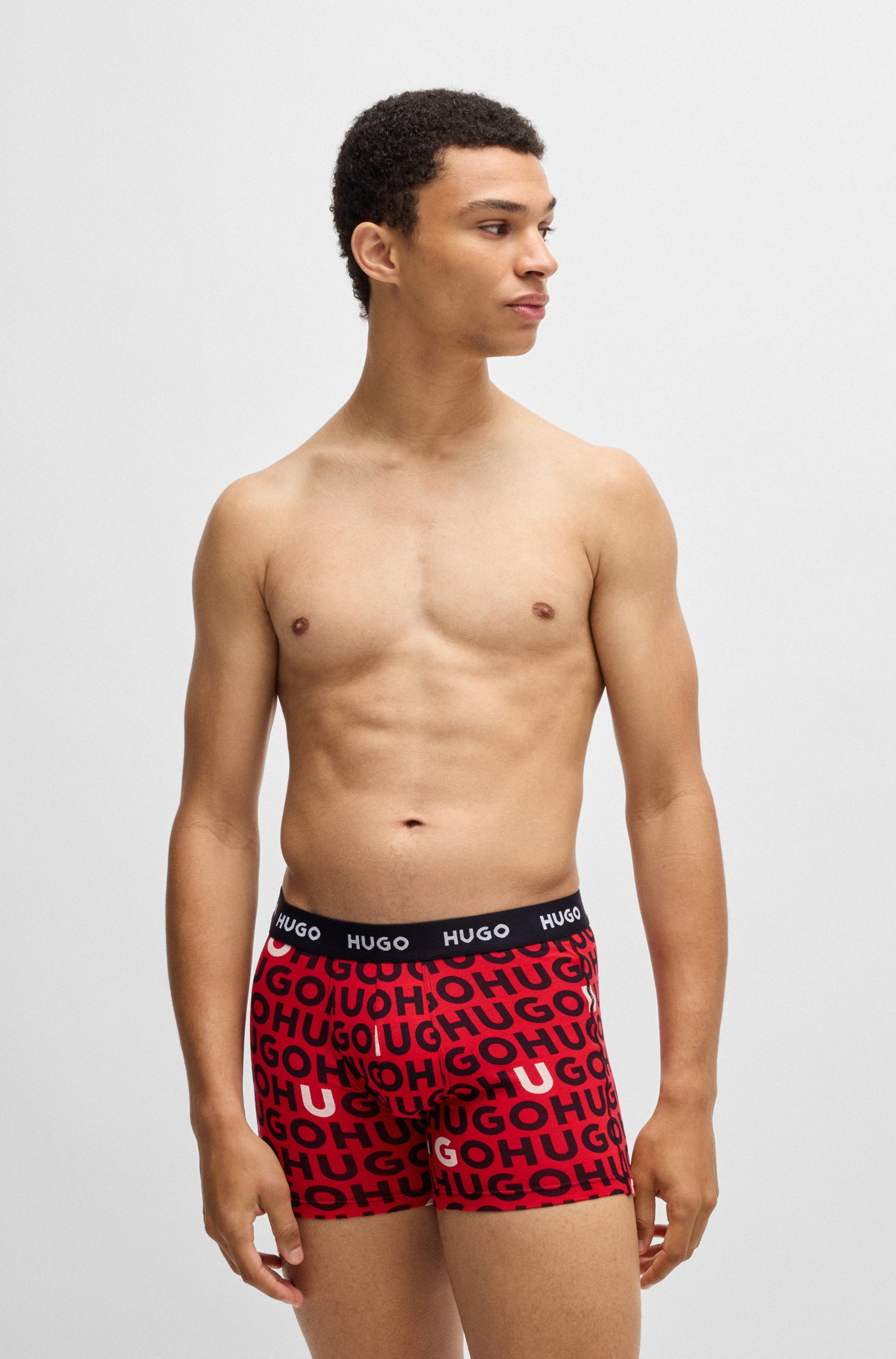 HUGO Underwear Boxershorts »BOXERBR TRPLT DESIGN«, Markenlogo am elastischem Bund