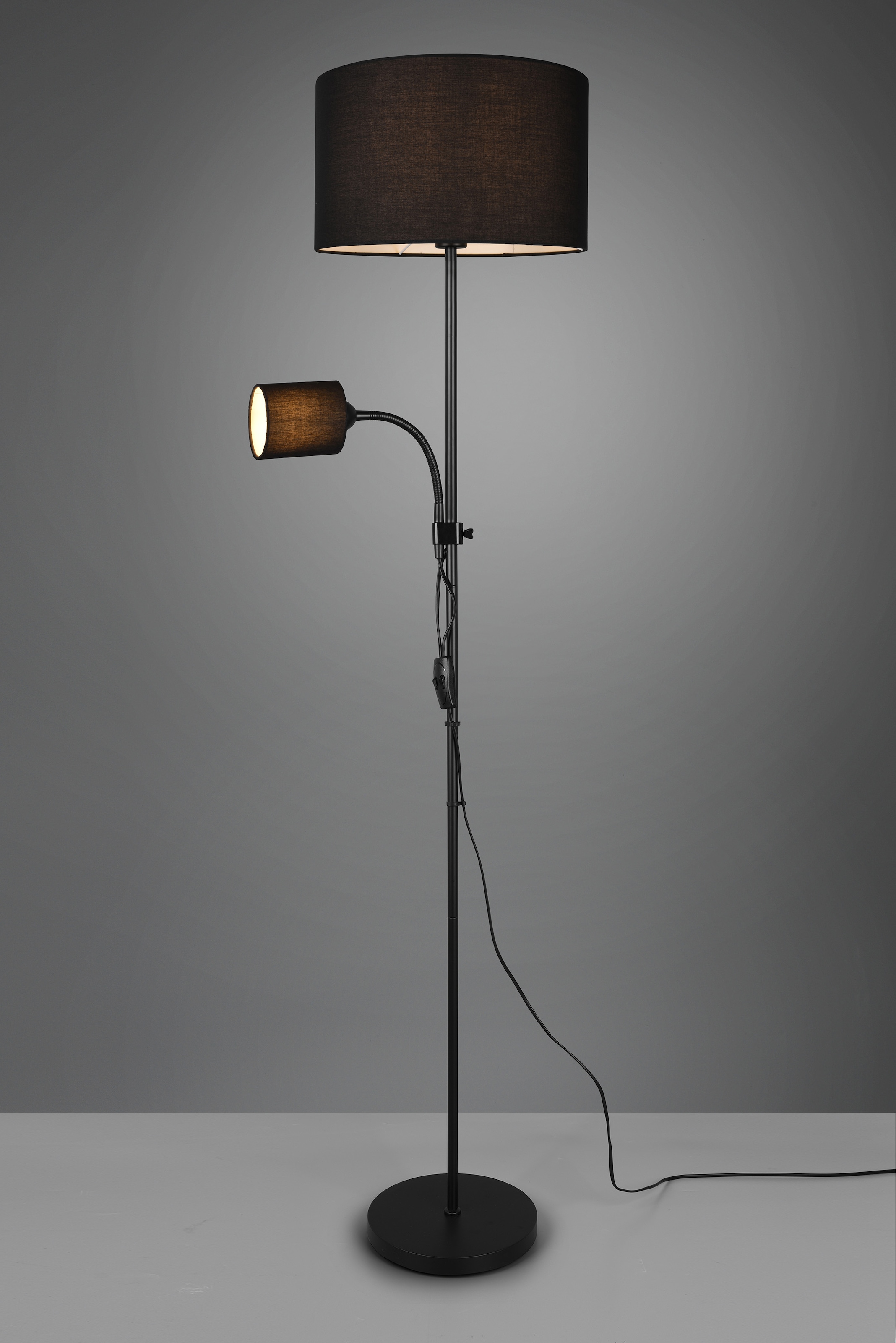 REALITY Leuchten Stehlampe »OWEN«, Leuchtmittel E27 | ohne Leuchtmittel, Getrennt schaltbar, Lesearm flexibel, Höhe 160 cm