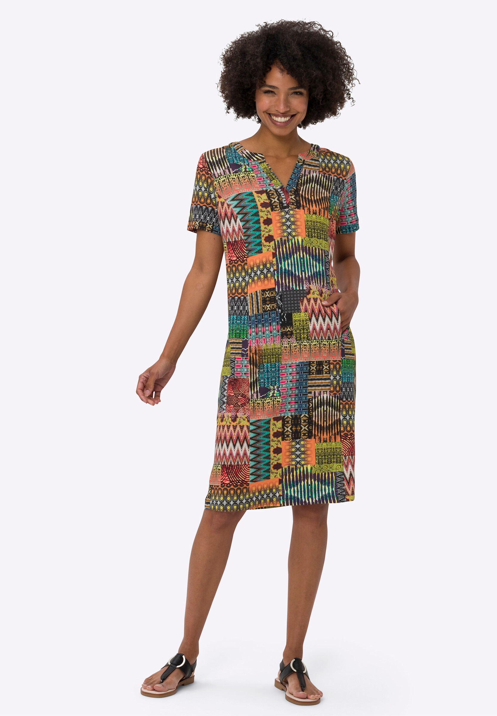 heine Shirtkleid »Jersey-Kleid Jerseykleid mit Nahttaschen, bedruckt« Eingrifftasche